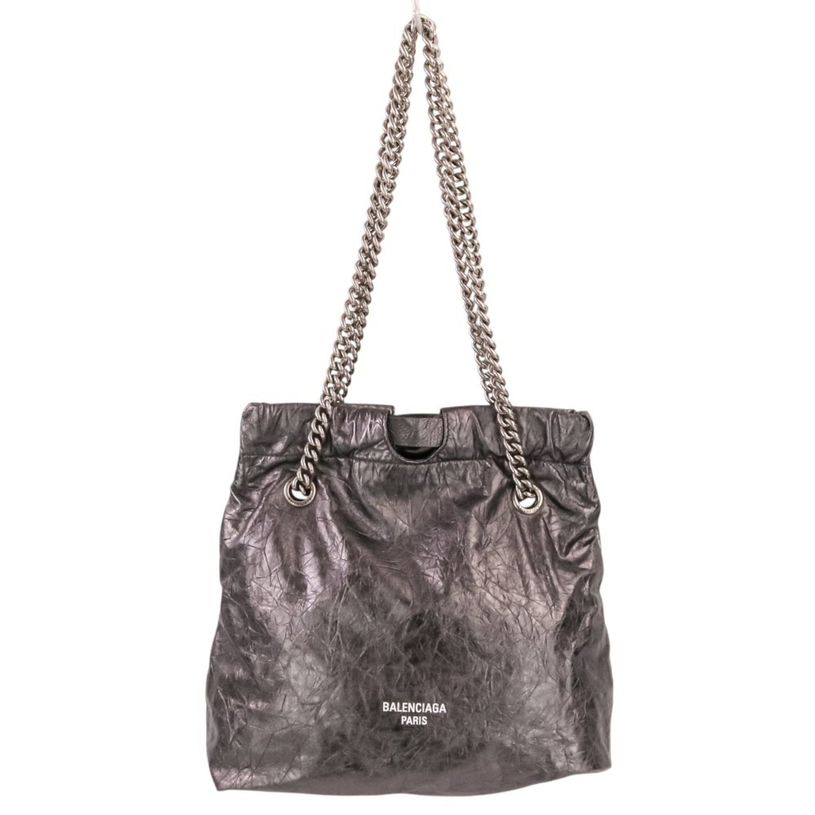 Shoulder Bag By Balenciaga: Shoulder Bag By Balenciaga Silver Balenciaga shoulder bag with dimensions 27cm x 25cm x 11cm. This sleek and modern design features a silver color that adds a touch of sophistication to any outfit. A