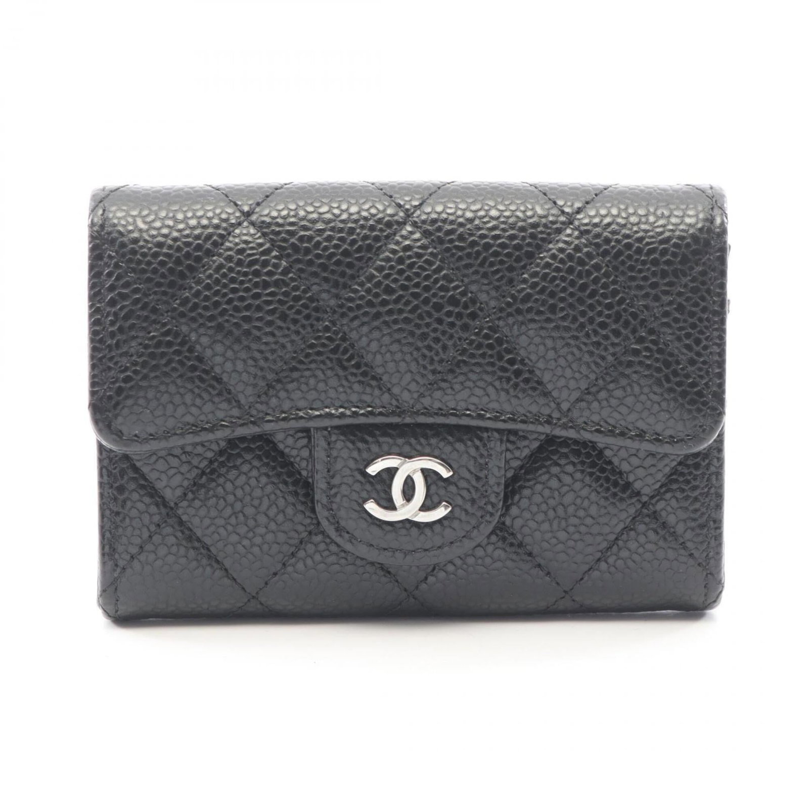 Business Card Case Calfskin Grained Chanel: Business Card Case Calfskin Grained Chanel Black Grained Calfskin Business Card Case from Chanel. Made with high-quality grained calfskin, this business card case features a sleek and sophisticated