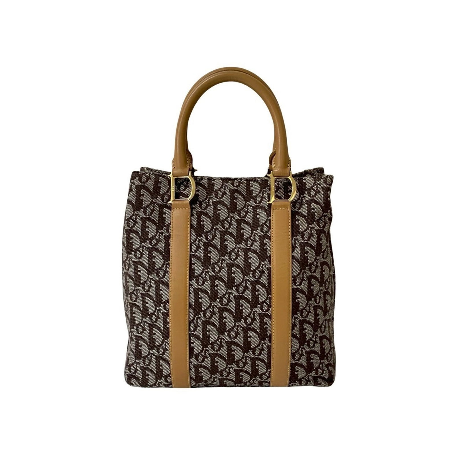 Handbag Dior Christian Leather Canvas: Handbag Dior Christian Leather Canvas Christian Dior's iconic handbag boasts a timeless design, crafted from high-quality leather and canvas in a rich beige and brown color combination. The spacious