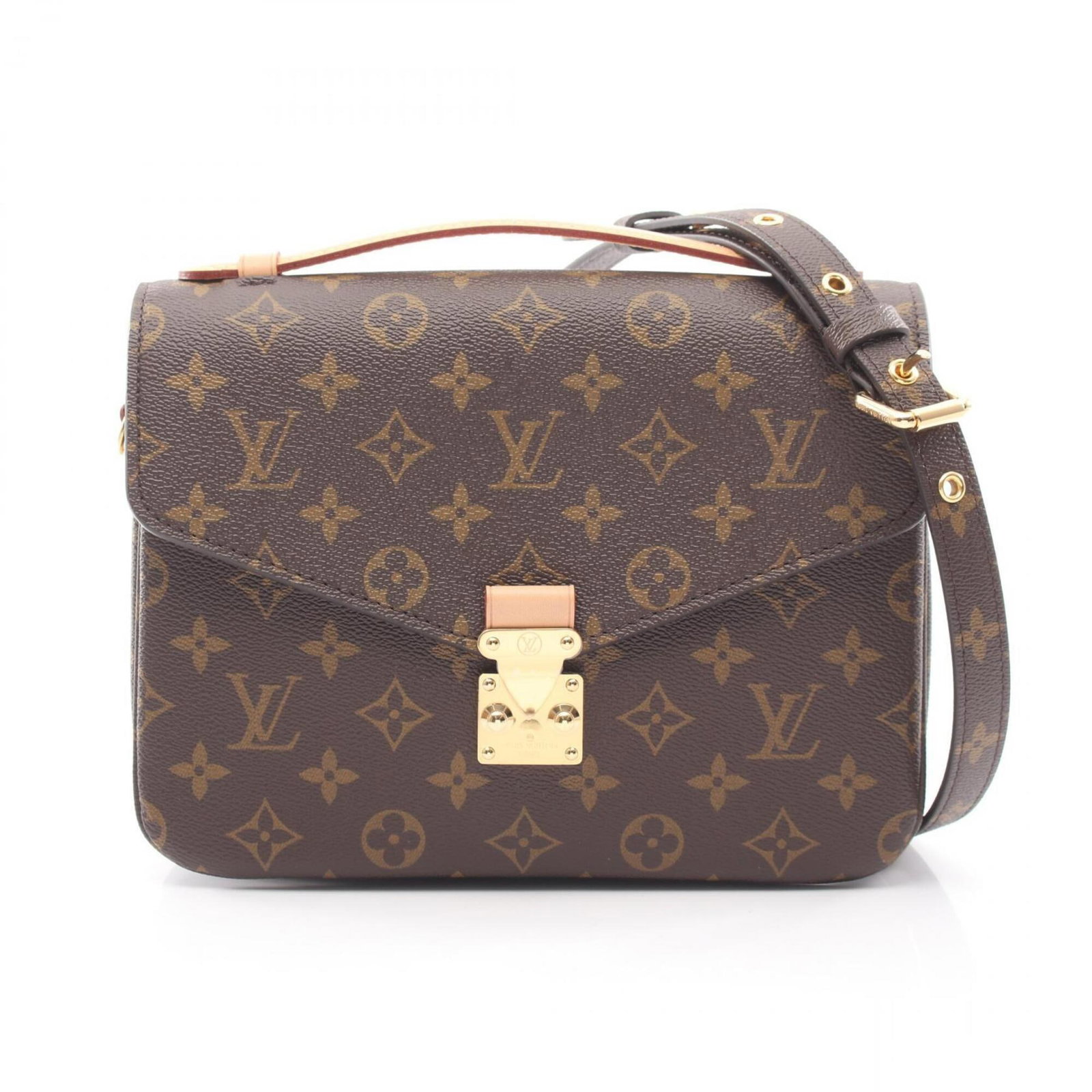 Handbag Coated Canvas Leather Pochette Louis Vuitton: Handbag Coated Canvas Leather Pochette Louis Vuitton Coated canvas and leather blend gives this pochette its unique touch, while the brown color adds a timeless elegance. Made from high-quality