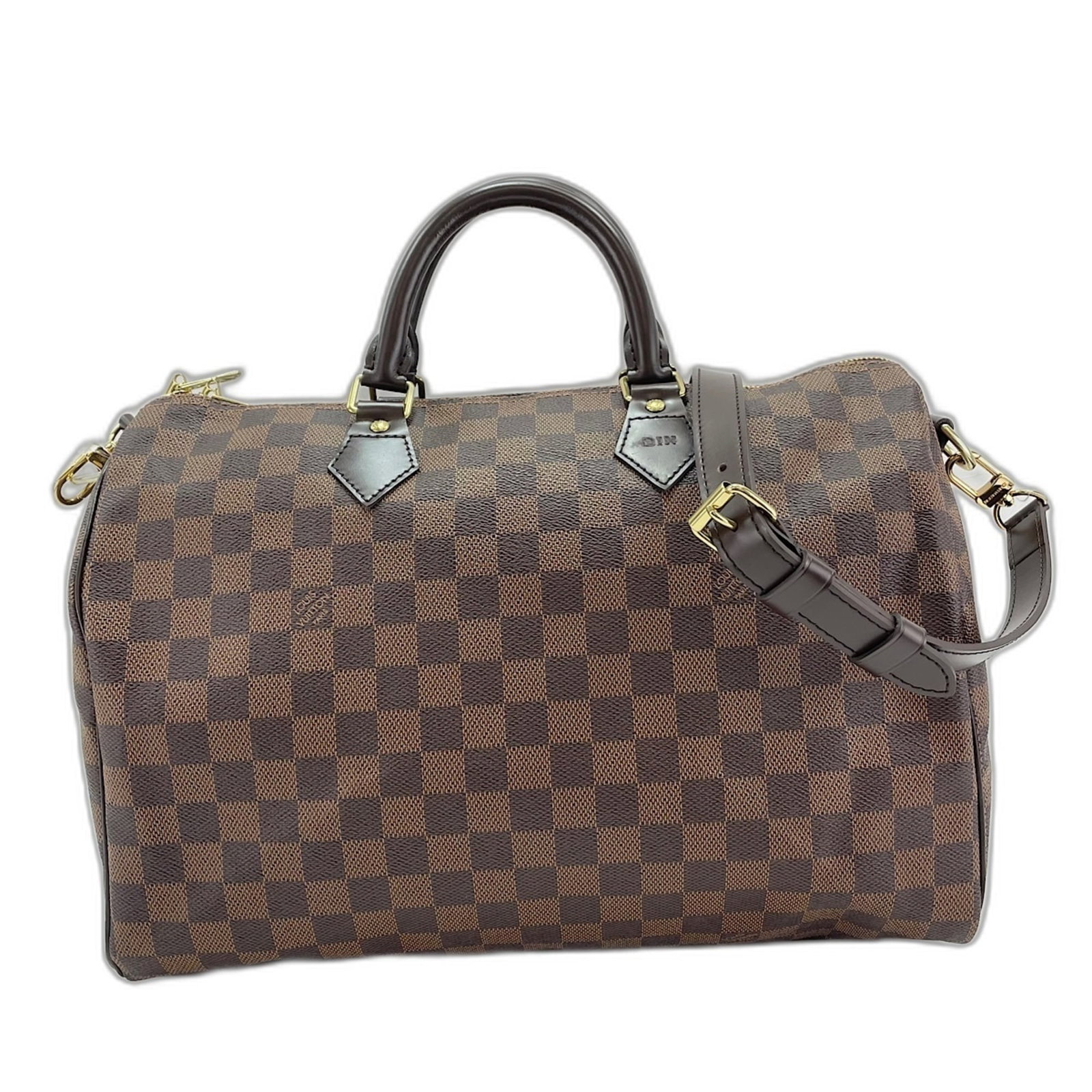 Louis Vuitton Canvas Damier Bag Boston: Louis Vuitton Canvas Damier Bag Boston Boston bag in Damier canvas, a classic design from Louis Vuitton. Measuring 24cm x 35cm x 19cm, it features the iconic brown color and sturdy construction. A tim