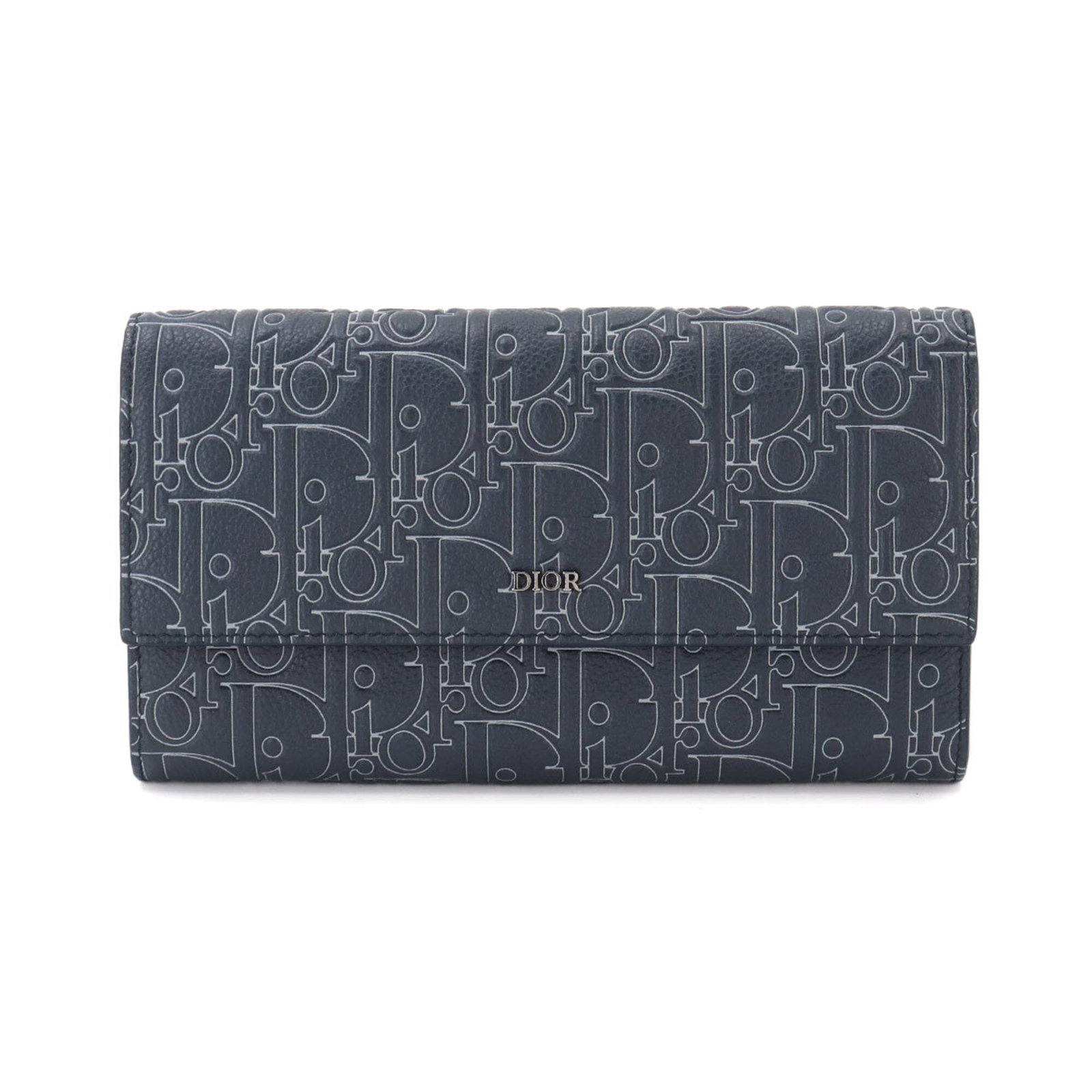 Long Wallet Leather Bi Fold Christian Dior: Long Wallet Leather Bi Fold Christian Dior Long wallet in blue leather from Christian Dior, featuring a bi-fold design with a size of 10.5cm x 19.5cm x 2.5cm. This Italian-made item is crafted from
