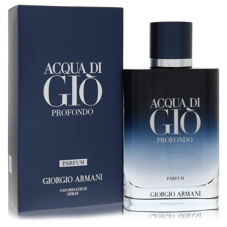 Acqua Di Gio Profondo by Giorgio Armani Eau De Toilette Spray 3.3 oz: Acqua Di Gio Profondo by Giorgio Armani Eau De Toilette Spray 3.3 oz Acqua Di Gio Profondo by Giorgio Armani Eau De Toilette Spray brings the mystery of the deep blue sea to life with its marine accor