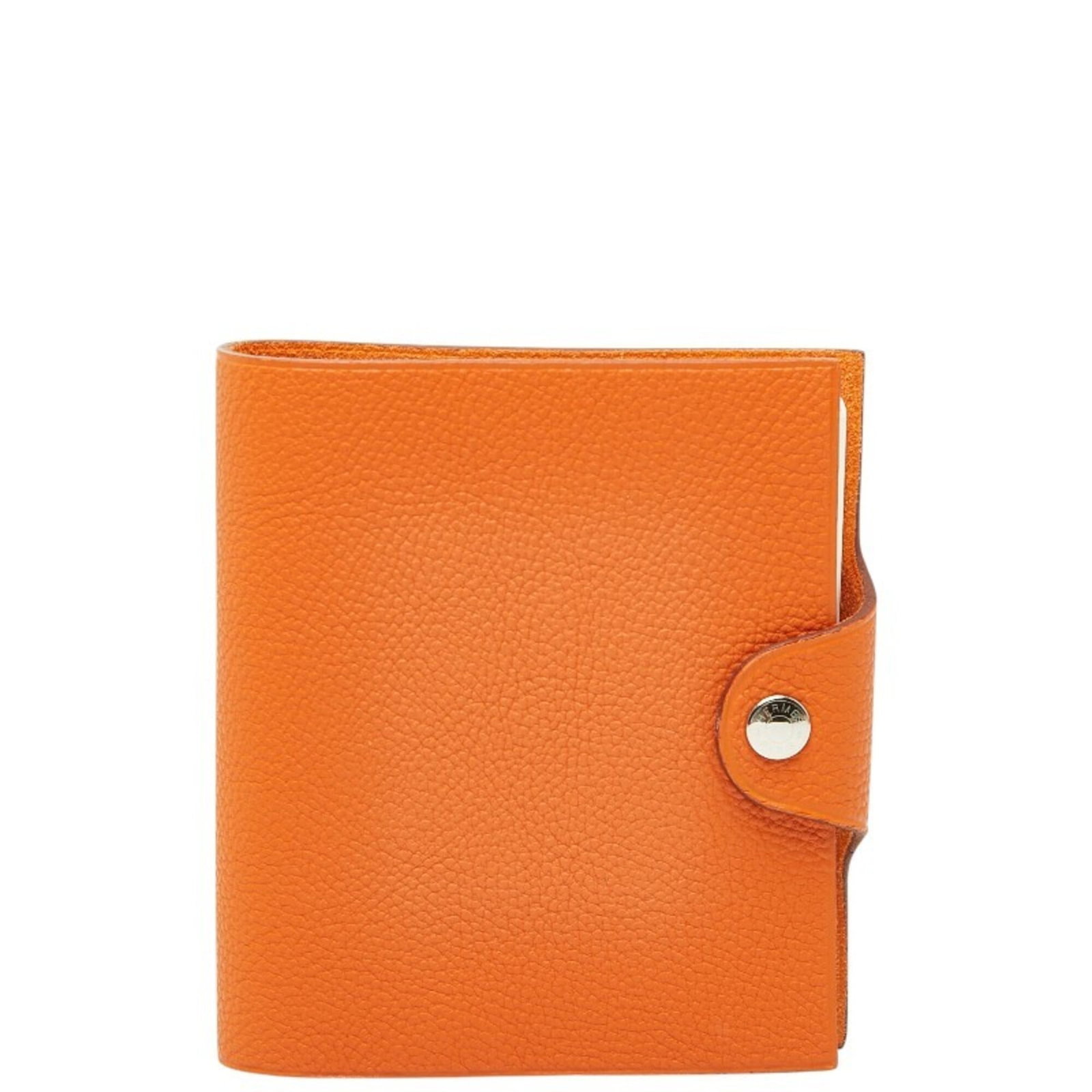 Women's orange leather planner cover system with refills for mini Hermes Ulysses: Women's orange leather planner cover system with refills for mini Hermes Ulysses Women's orange leather planner cover system with refills for mini Hermes Ulysses, featuring high-quality Togo leather a