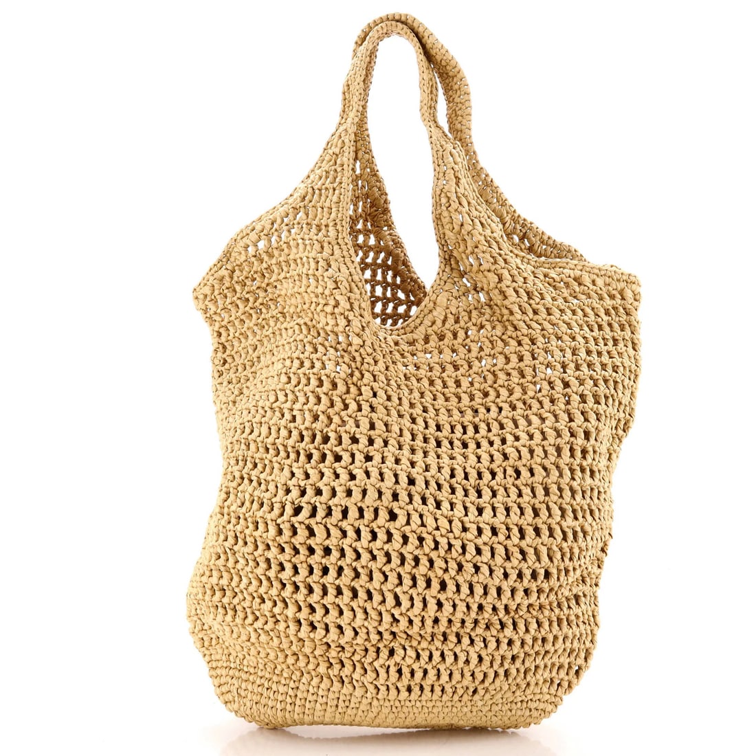 Triangle logo tote raffia small bucket - 3