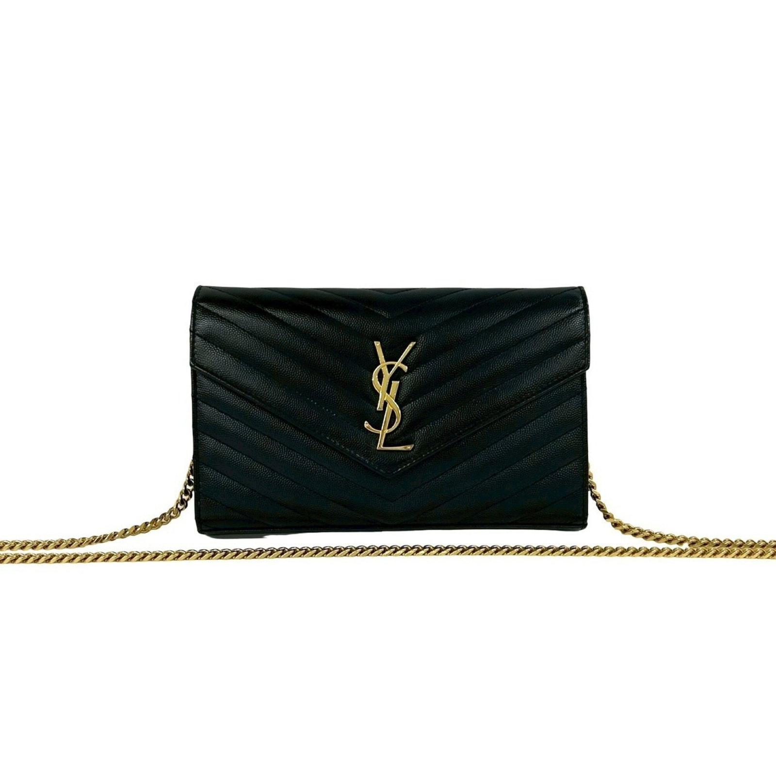 Pochette Bag Shoulder Leather by Saint Laurent: Pochette Bag Shoulder Leather by Saint Laurent Black Pochette Bag with Leather Material, Measuring 14cm x 22cm x 3cm. This shoulder bag from Saint Laurent features a sleek design and premium leather