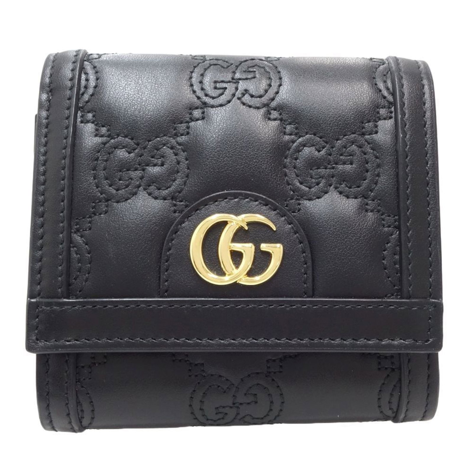 Gucci Wallet (Bi-Fold) Leather: Gucci Wallet (Bi-Fold) Leather Gucci Wallet (Bi-Fold) Leather - A sleek and classic bi-fold wallet made from high-quality black leather, measuring 10.5cm x 11cm x 4cm. This stylish accessory features 