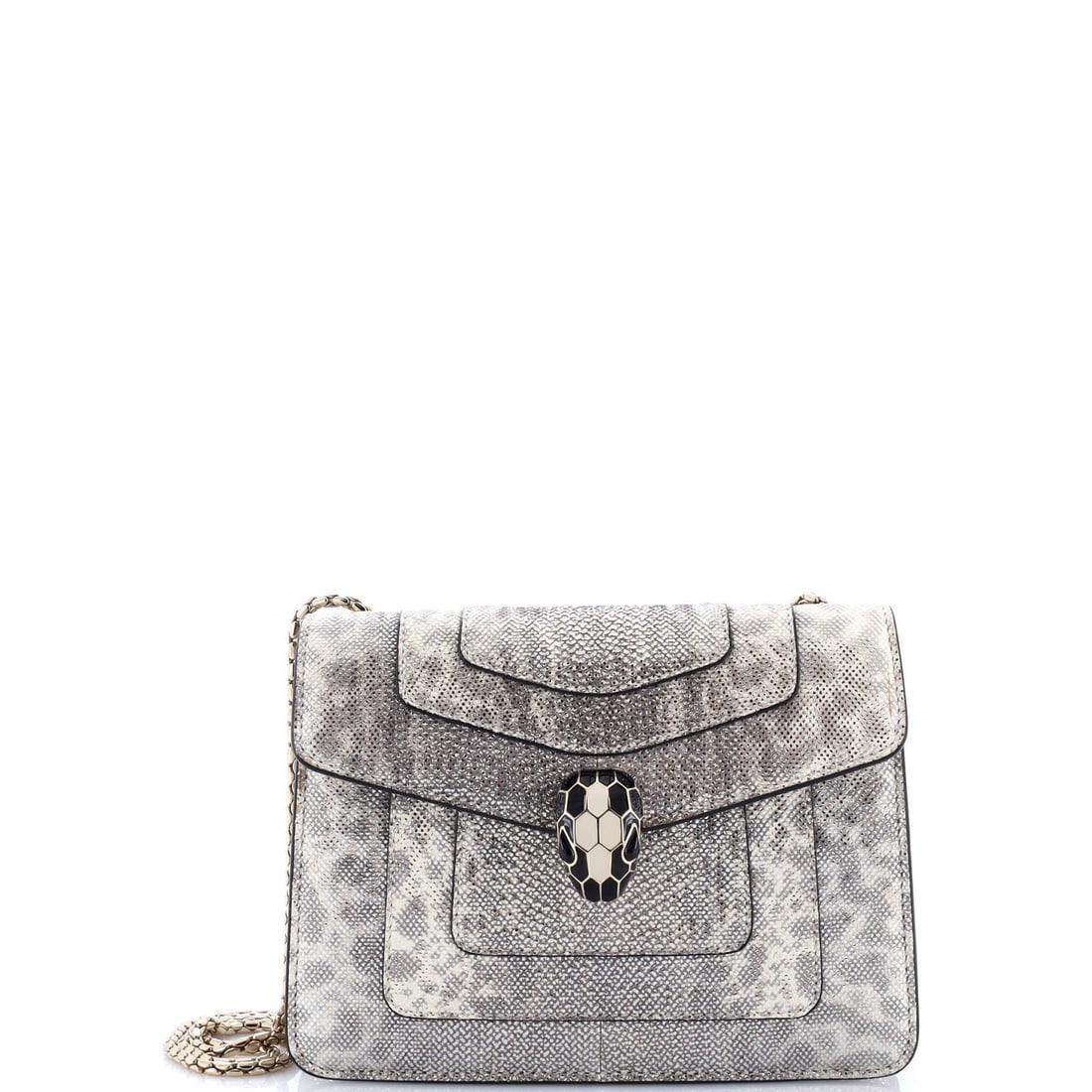 Bvlgari Serpenti Forever Crossbody Bag Metallic Karung Small: Bvlgari Serpenti Forever Crossbody Bag Metallic Karung Small The Bvlgari Serpenti Forever Crossbody Bag Metallic Karung Small boasts an exotic snakeskin exterior in metallic finish, adding a touch of 