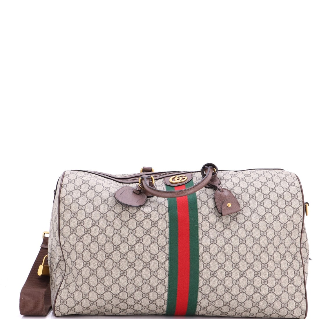 Carry on duffle bag gucci ophidia large canvas coated gg: Carry on duffle bag gucci ophidia large canvas coated gg Brown Gucci Ophidia Large Canvas Coated GG Carry On Duffle Bag. This large canvas coated GG carry on duffle bag features a brown exterior with 