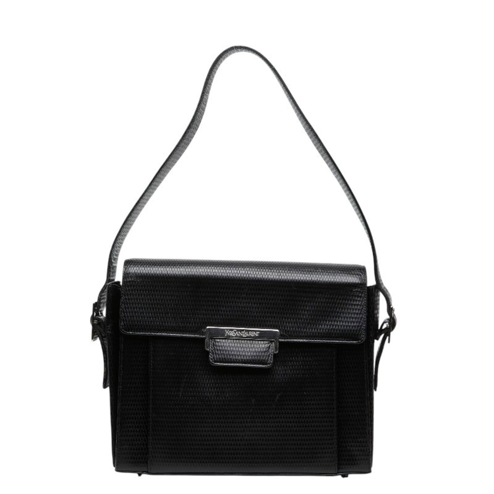 Saint Laurent Shoulder Bag Leather: Saint Laurent Shoulder Bag Leather Black Saint Laurent Shoulder Bag Leather, featuring a sleek design with a magnet closure and adjustable handle drop. Made from high-quality leather, this shoulder