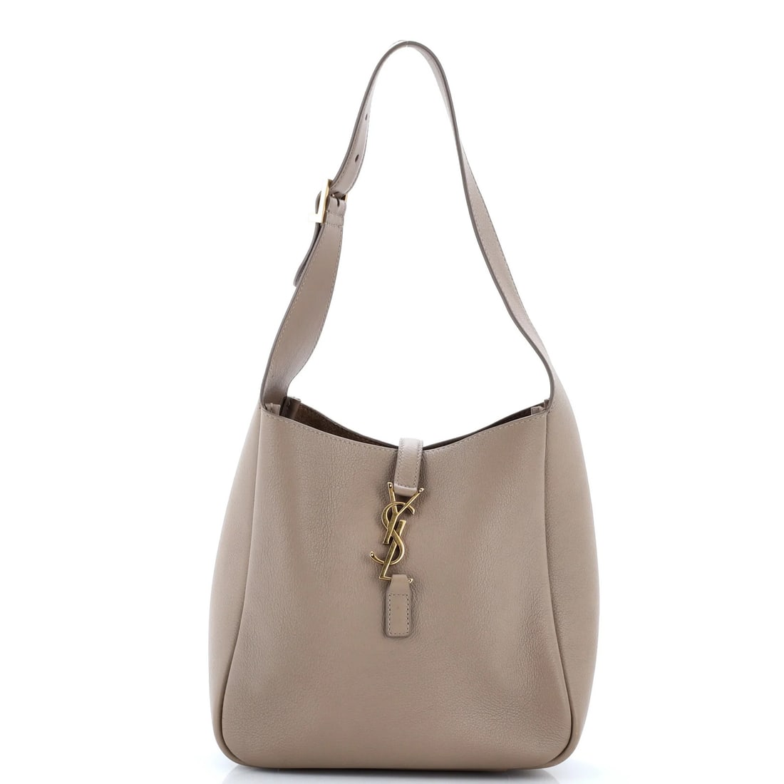 Saint Laurent Le 5 a 7 Supple Hobo Leather Small: Saint Laurent Le 5 a 7 Supple Hobo Leather Small The Saint Laurent Le 5 a 7 Supple Hobo Leather Small is a neutral-toned, supple leather hobo bag with gold hardware. It features a classic design with