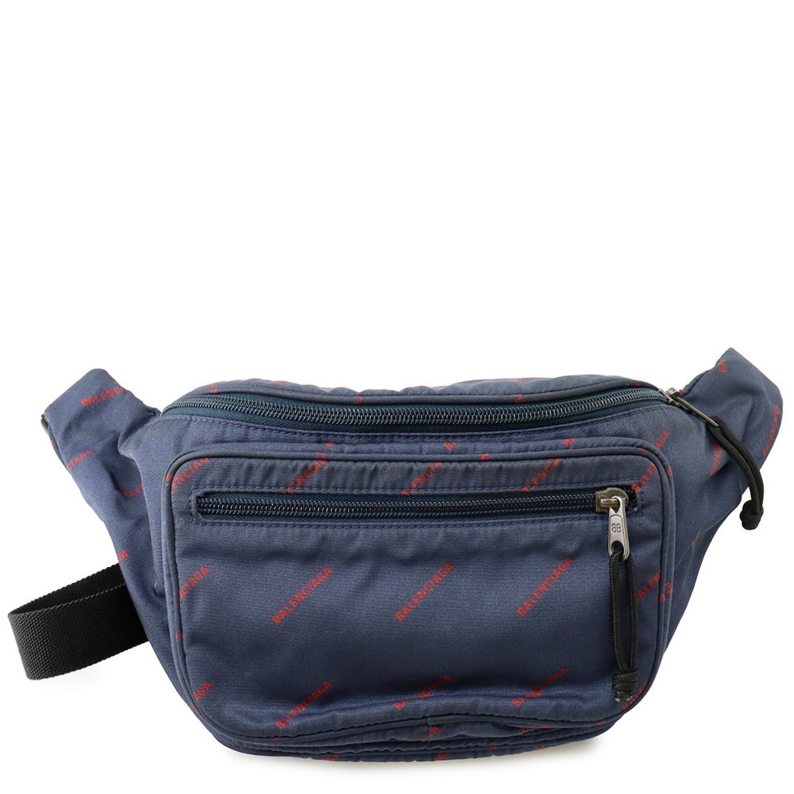 Nylon Sling Bag Balenciaga: Nylon Sling Bag Balenciaga Navy and Red Nylon Sling Bag from Balenciaga, measuring 17cm x 40cm x 7cm. Features a sturdy nylon material, zippered closure, and adjustable strap length of 87.5cm.