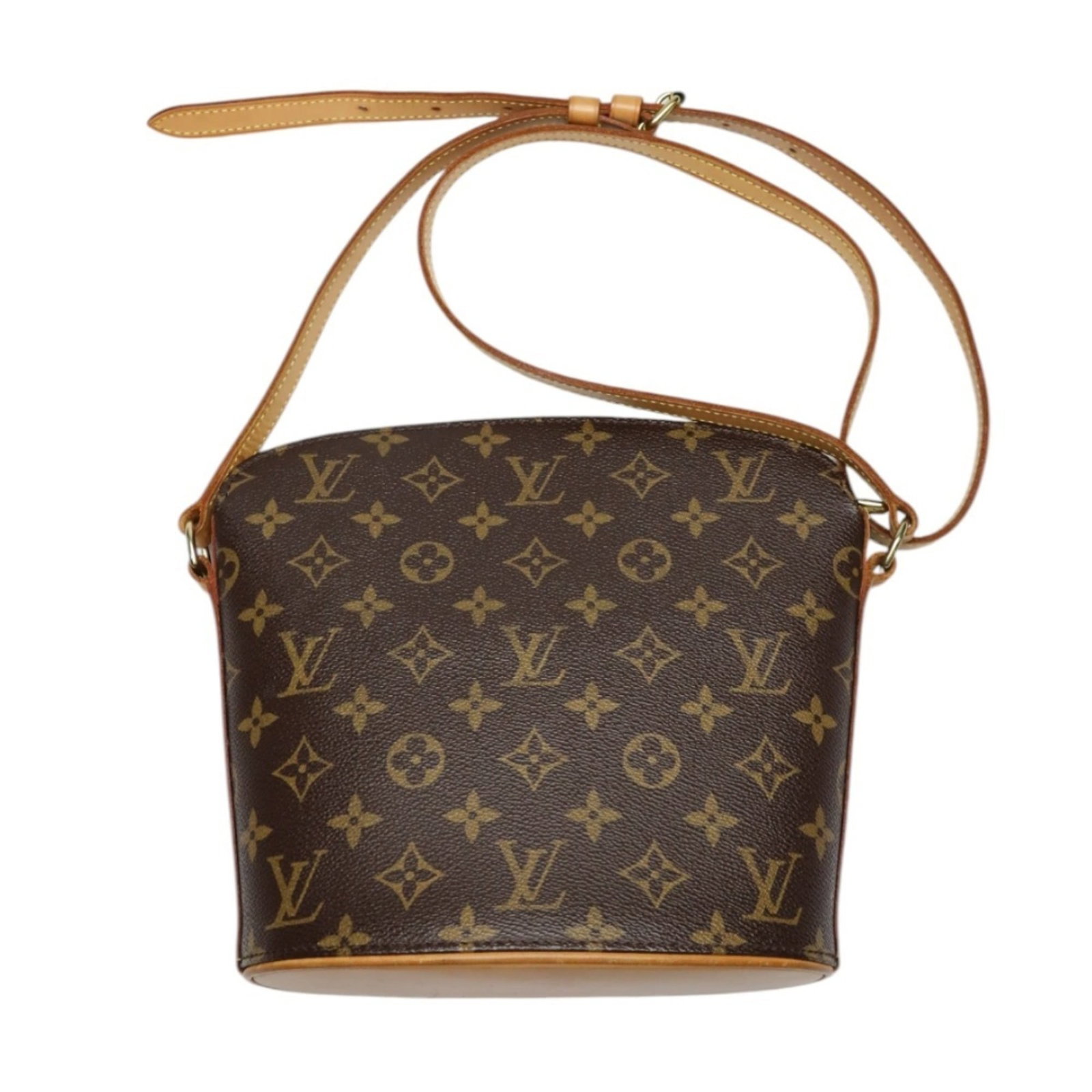 Shoulder Bag Monogram By Louis Vuitton: Shoulder Bag Monogram By Louis Vuitton Monogrammed luxury at its finest, this Louis Vuitton shoulder bag boasts the iconic monogram pattern in rich brown hues. With an open outer pocket and spacious