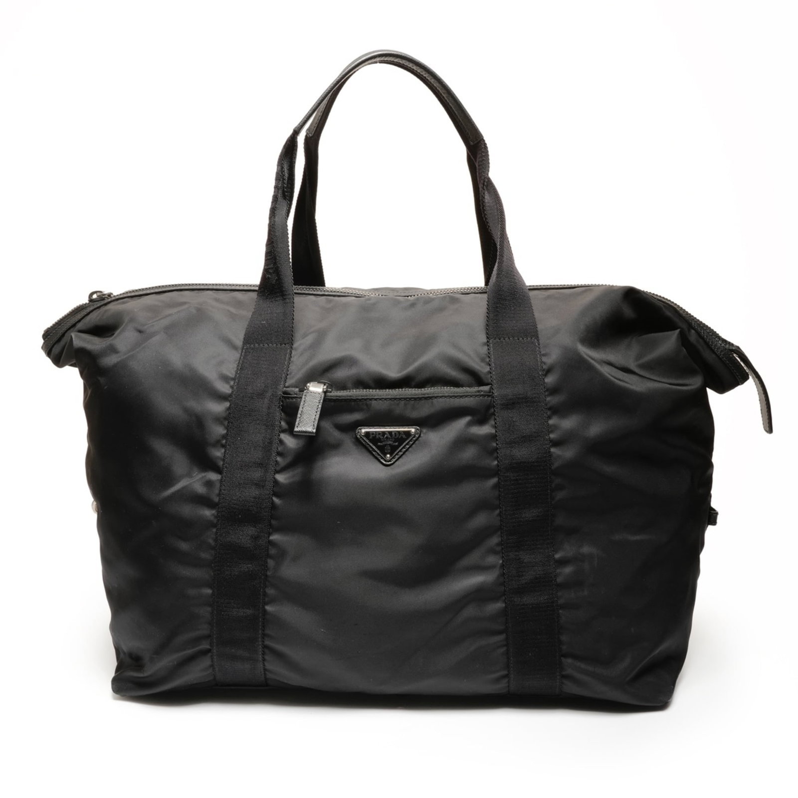 Nylon Prada Bag Boston: Nylon Prada Bag Boston Nylon Prada Bag Boston. Made from durable nylon, this black Boston bag measures 41cm x 44.5cm x 22cm and features a classic design. With its sleek size and versatile style, this