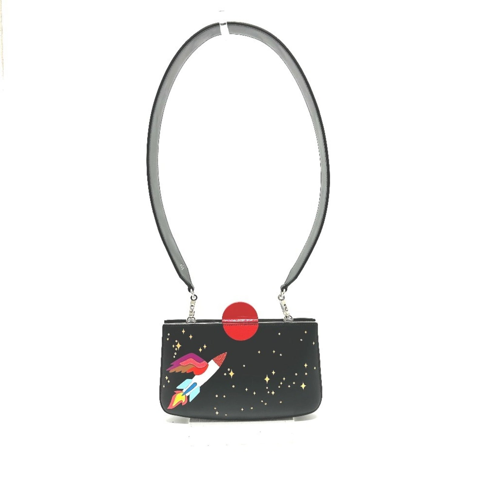 Shoulder bag leather by Hermes: Shoulder bag leather by Hermes Black leather shoulder bag with a sleek ball clasp closure, featuring an open pocket and adjustable strap length. Includes box, dust bag, and shoulder strap for added
