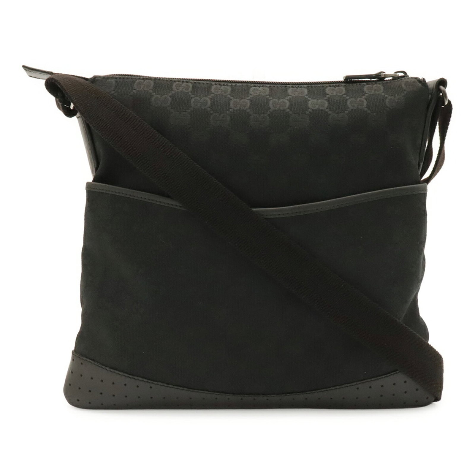 Gucci Messenger Bag Shoulder Bag Canvas Leather: Gucci Messenger Bag Shoulder Bag Canvas Leather Canvas and leather come together in this Gucci Messenger Bag Shoulder Bag, designed with a classic black color. Measuring 28.5cm x 31cm / 11.22'' x