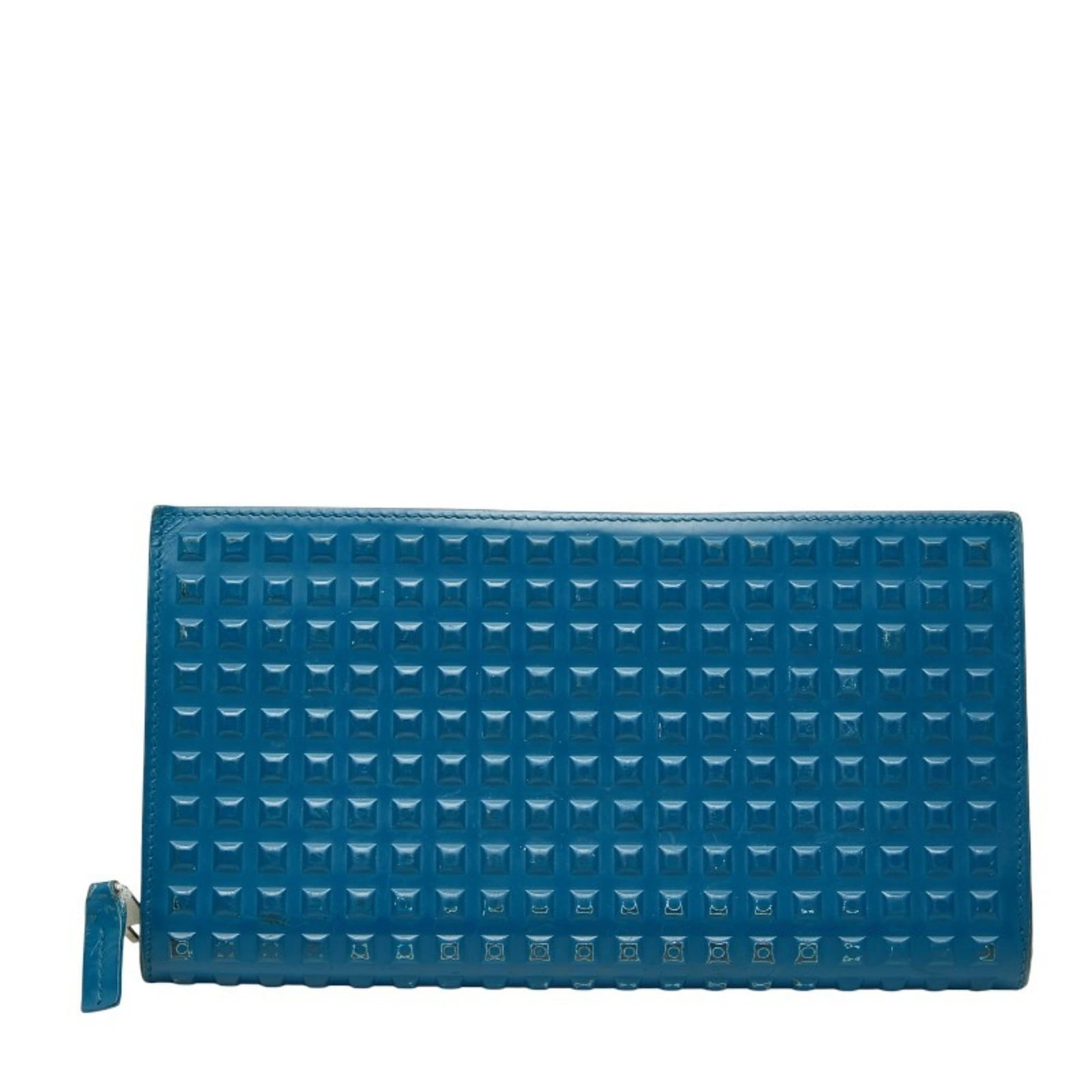 Balenciaga Long Wallet (Bi-Fold) Leather: Balenciaga Long Wallet (Bi-Fold) Leather Balenciaga's bi-fold long wallet boasts sleek blue leather and a sturdy zipper closure, making it a stylish accessory for everyday use. Measuring 11cm x