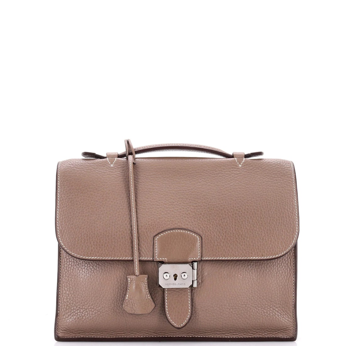 Hermes Sac a Depeches Bag Togo 27: Hermes Sac a Depeches Bag Togo 27 The Hermes Sac a Depeches Bag Togo 27 is a timeless piece with its classic gray leather exterior and palladium hardware. Measuring 8" tall, 10.5" wide, and 2" deep,