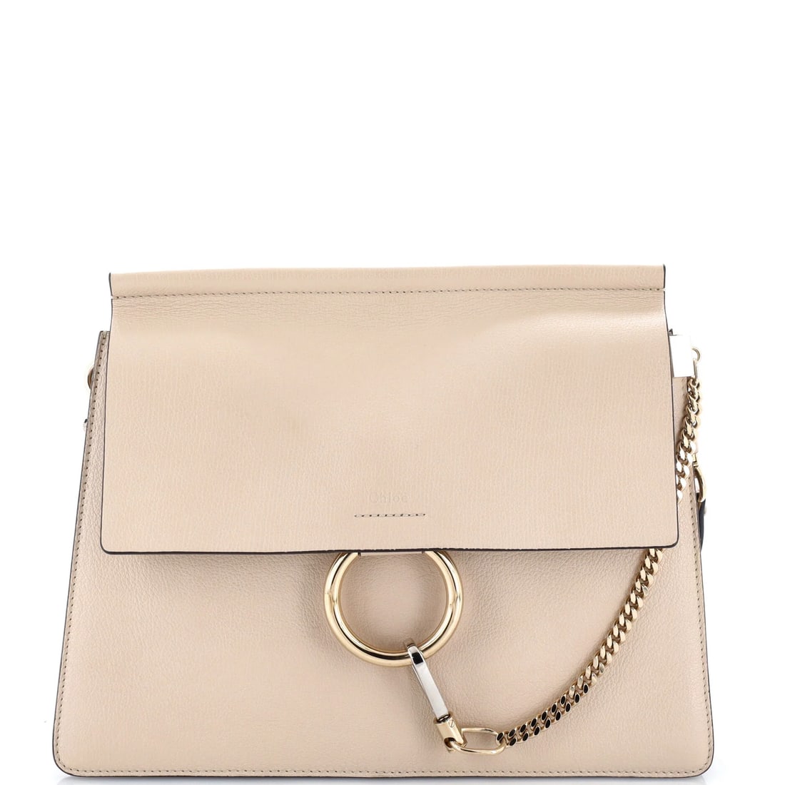 Faye Chloe Shoulder Bag Leather Medium: Faye Chloe Shoulder Bag Leather Medium The Faye Chloe Shoulder Bag Leather Medium boasts a neutral exterior with minor scuffs and creases, adding a touch of subtle wear to its sleek design. Crafted
