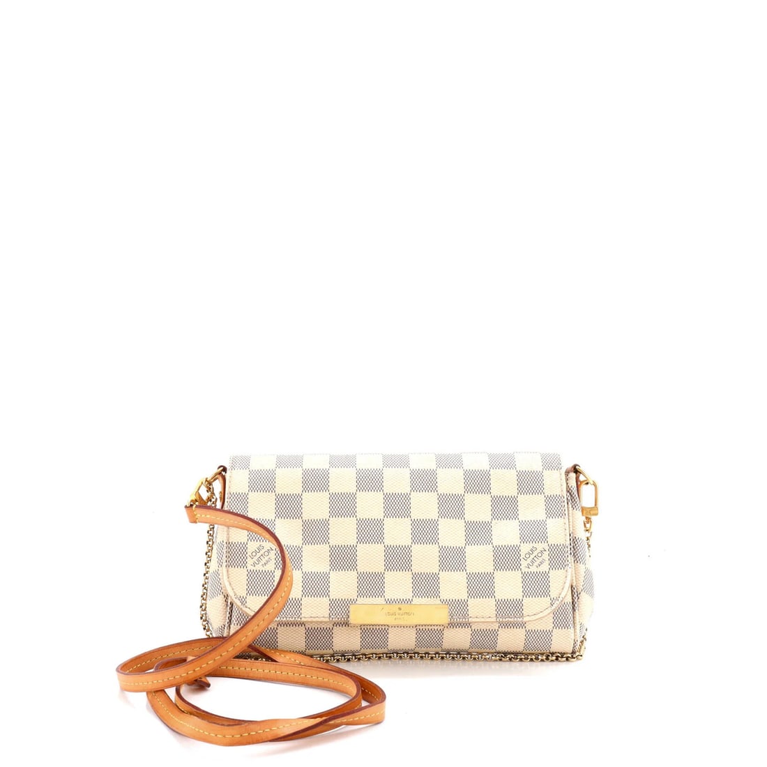 Handbag Damier PM Vuitton Louis: Handbag Damier PM Vuitton Louis White canvas coated Louis Vuitton Damier PM cross body bag with gold hardware, featuring a neutral interior and classic design. The bag shows signs of wear, including