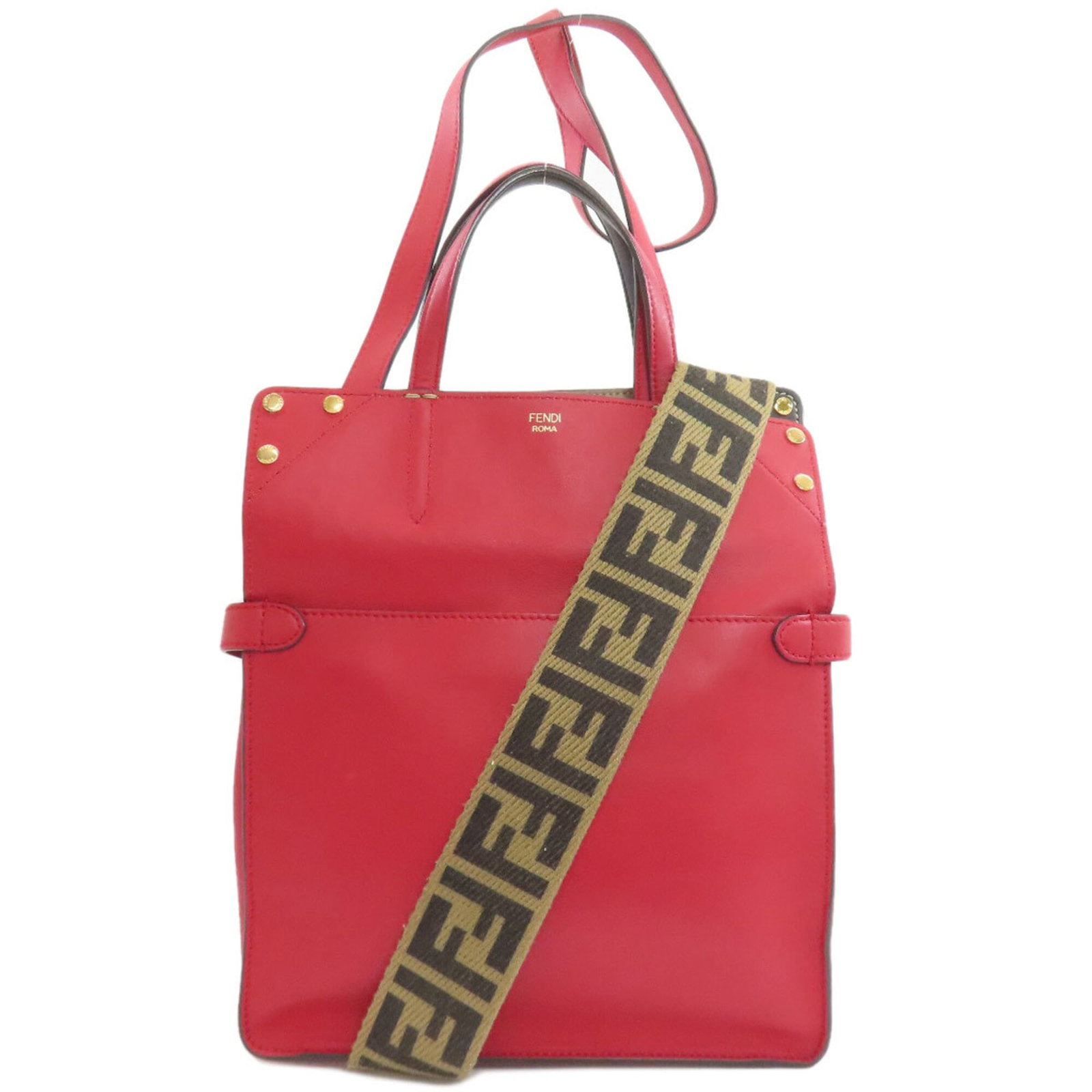 Fendi Handbag Leather: Fendi Handbag Leather Fendi Handbag Leather is made from high-quality Calfskin leather, available in two colors: Beige and Red. The bag features a classic design with a shoulder strap for added