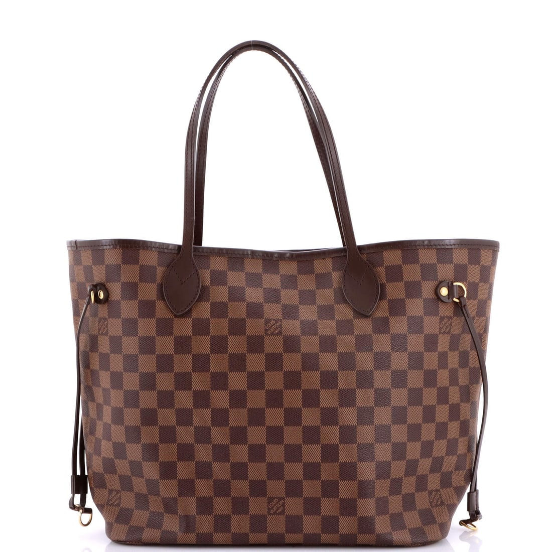 Louis Vuitton Neverfull Tote Damier MM: Louis Vuitton Neverfull Tote Damier MM Brown Louis Vuitton Neverfull Tote Damier MM in excellent condition, featuring creases on the exterior and minor cracking on the handles. The interior boasts a v