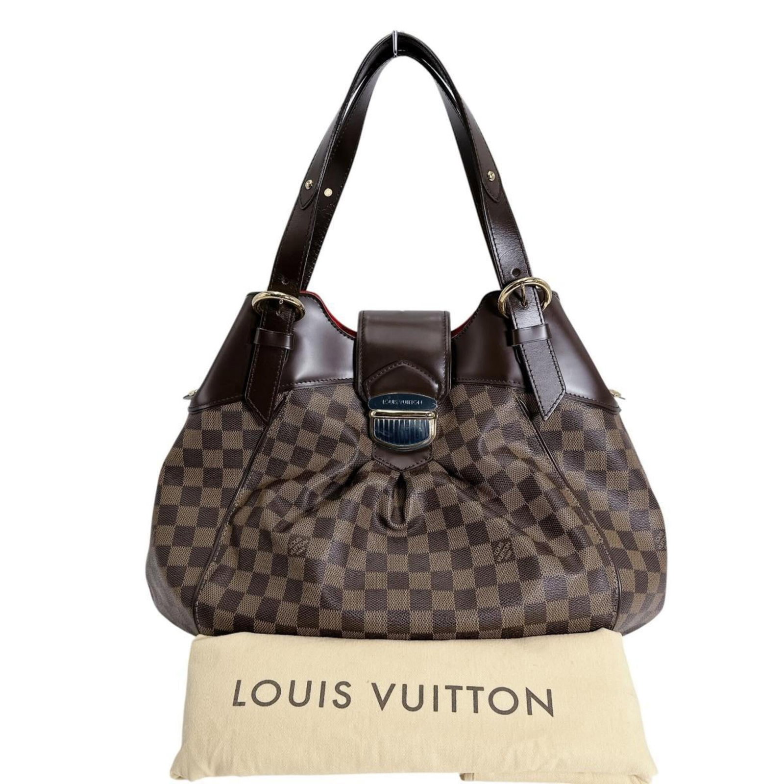 Damier Canvas Handbag Vuitton Louis Tote: Damier Canvas Handbag Vuitton Louis Tote Damier Canvas Handbag Vuitton Louis Tote features iconic Damier pattern on high-quality brown canvas material, with a classic belt closure. Measuring 25cm x 43