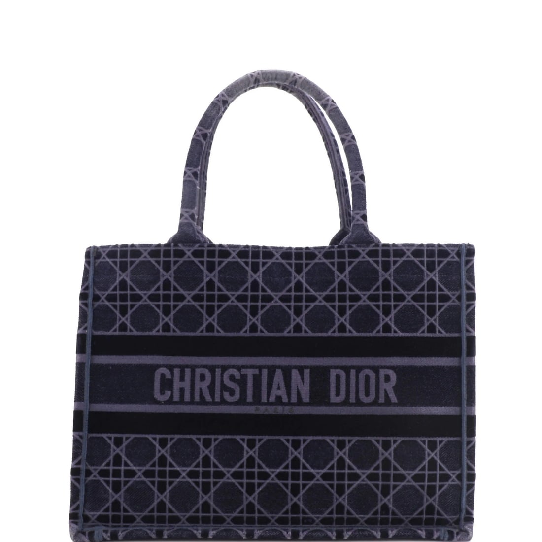 Cannage Embroidered Christian Dior Book Tote Velvet Medium: Cannage Embroidered Christian Dior Book Tote Velvet Medium This stunning Christian Dior book tote features intricate cannage embroidery on velvet exterior in blue, adding an air of sophistication to