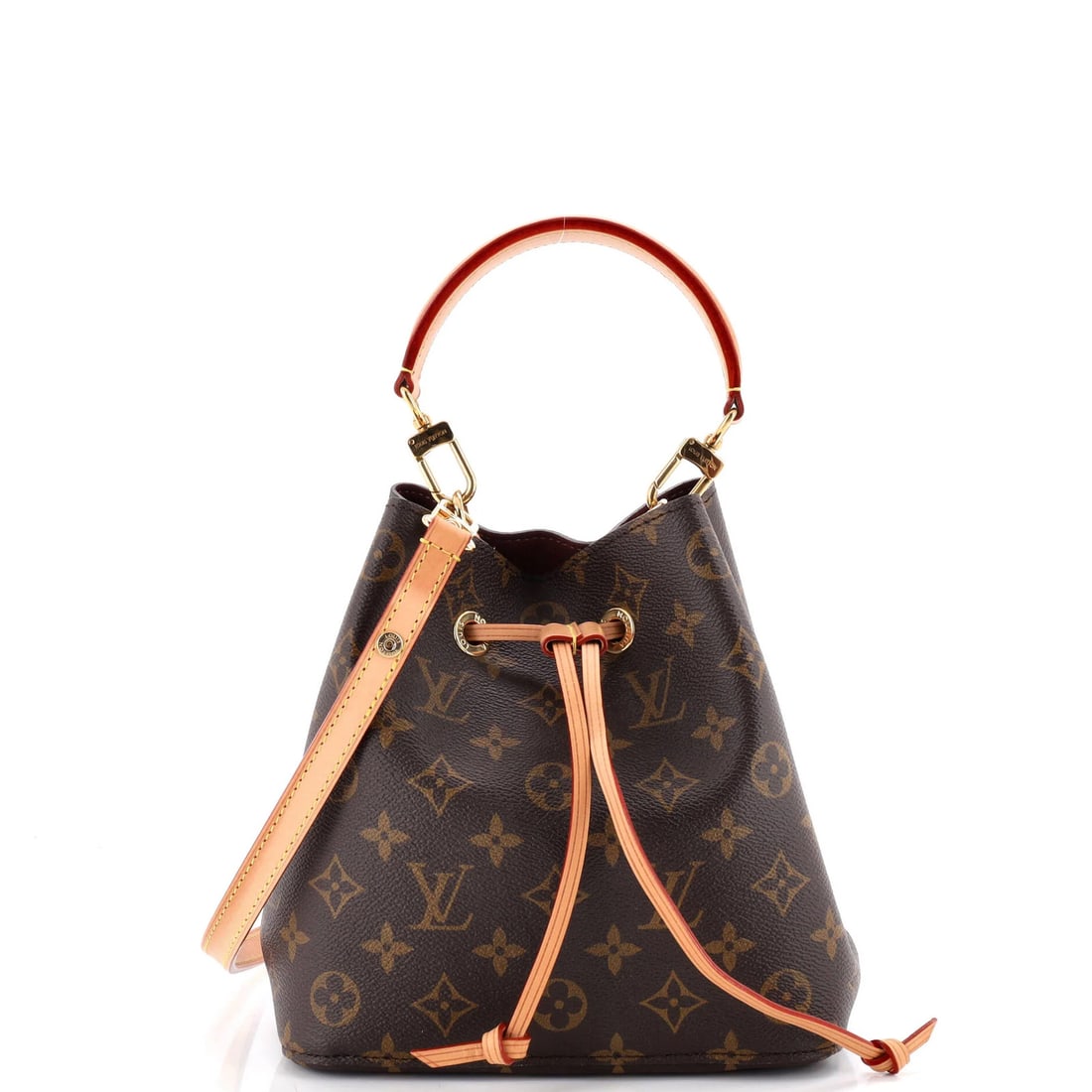 NeoNoe Louis Vuitton Handbag Monogram Canvas BB: NeoNoe Louis Vuitton Handbag Monogram Canvas BB Brown NeoNoe Louis Vuitton Handbag Monogram Canvas BB, featuring a classic bucket style with minor corner wear and edge wear. The bag boasts the iconic