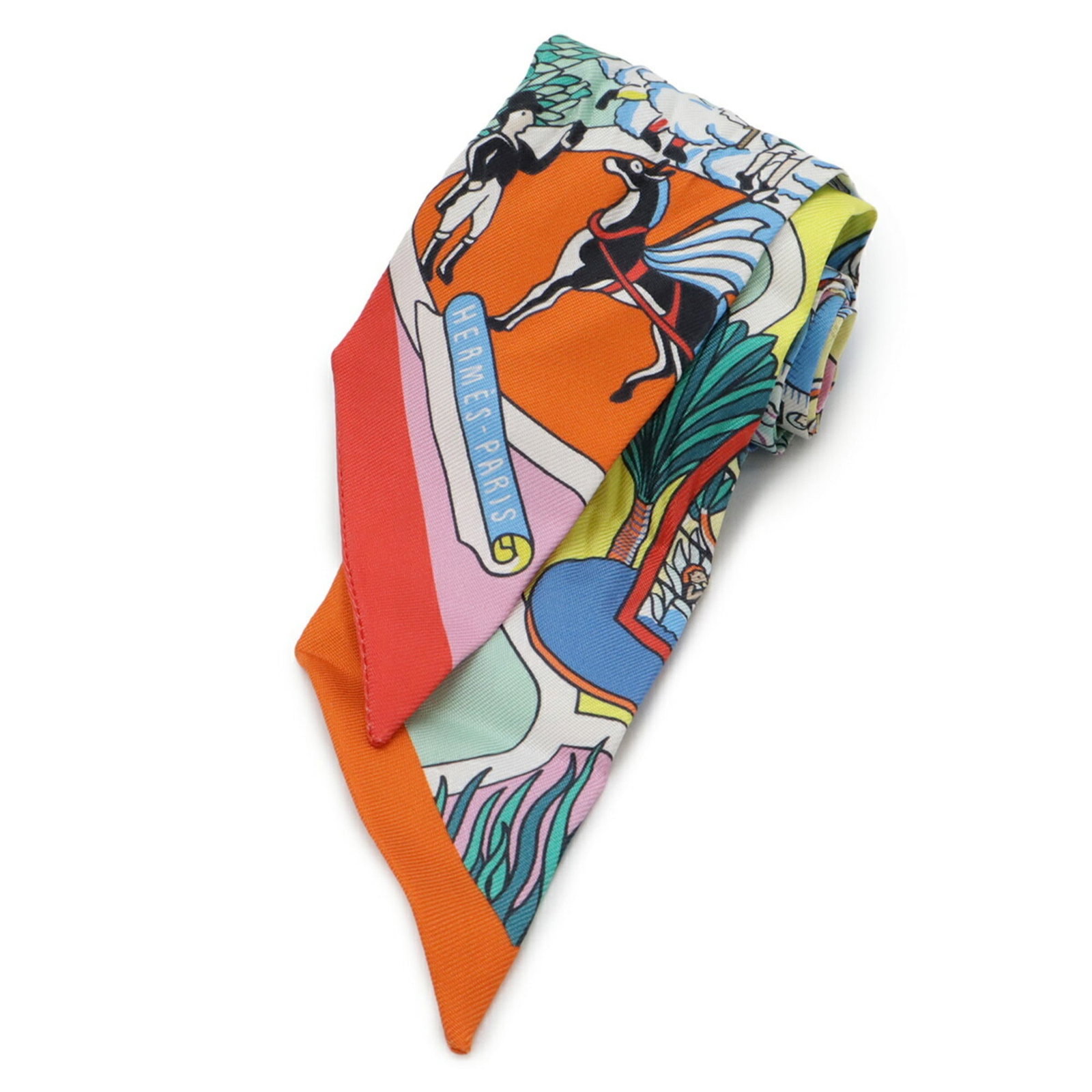 Hermes Silk Scarf: Hermes Silk Scarf Silk scarf from renowned French fashion house Hermes, boasting vibrant multi-color design. Made from high-quality silk, measuring 86cm x 5cm in size. A beautiful addition to any