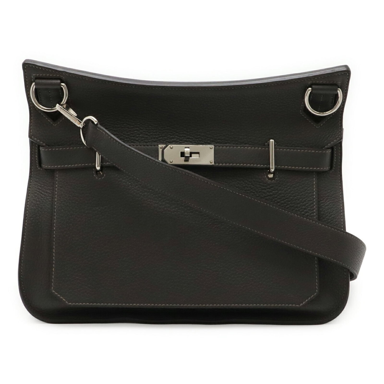Hermes Handbag Leather Shoulder: Hermes Handbag Leather Shoulder Gray leather shoulder bag from Hermes, measuring 28cm x 34cm x 15cm. Features high-quality craftsmanship and a classic design that exudes timeless elegance. Made in Fra