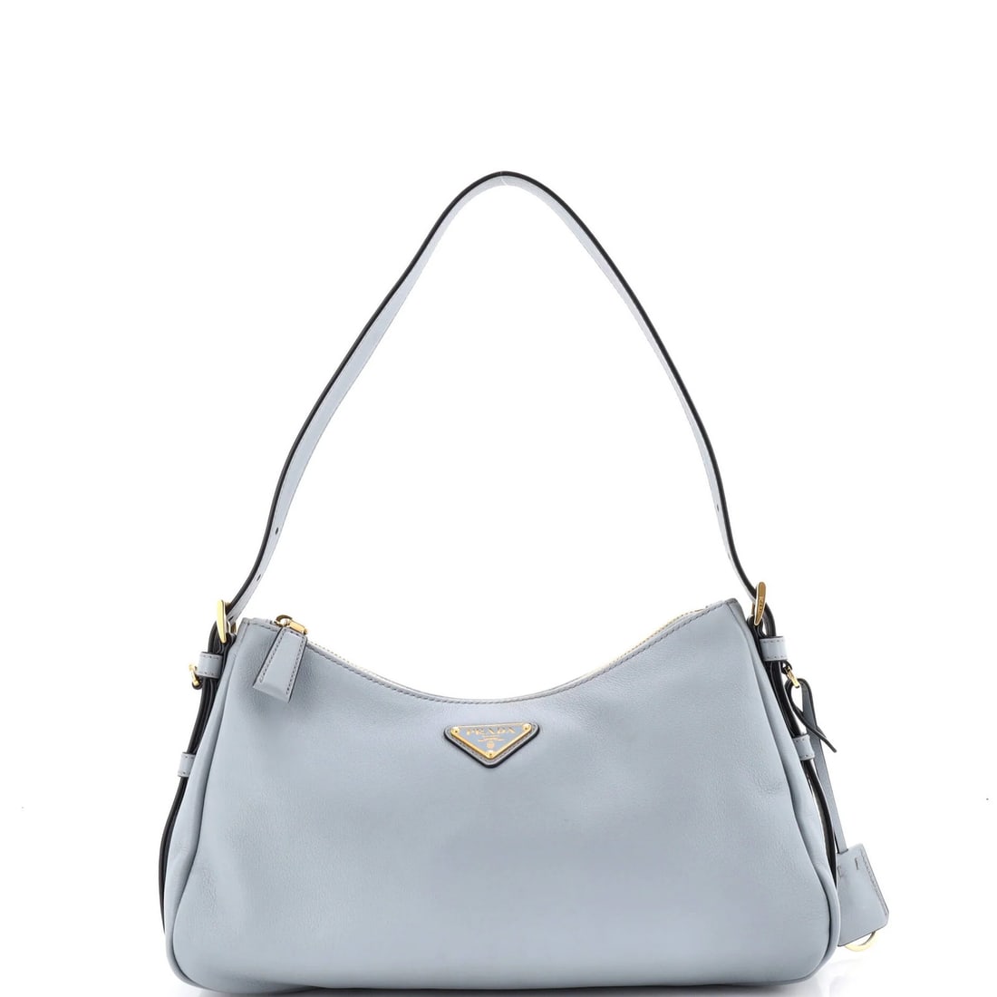 Aimee Medium Shoulder Bag Leather By Prada: Aimee Medium Shoulder Bag Leather By Prada The Aimee Medium Shoulder Bag from Prada boasts sleek, all-leather design with a striking blue hue. Measuring 10" in handle drop and 12" in width, this