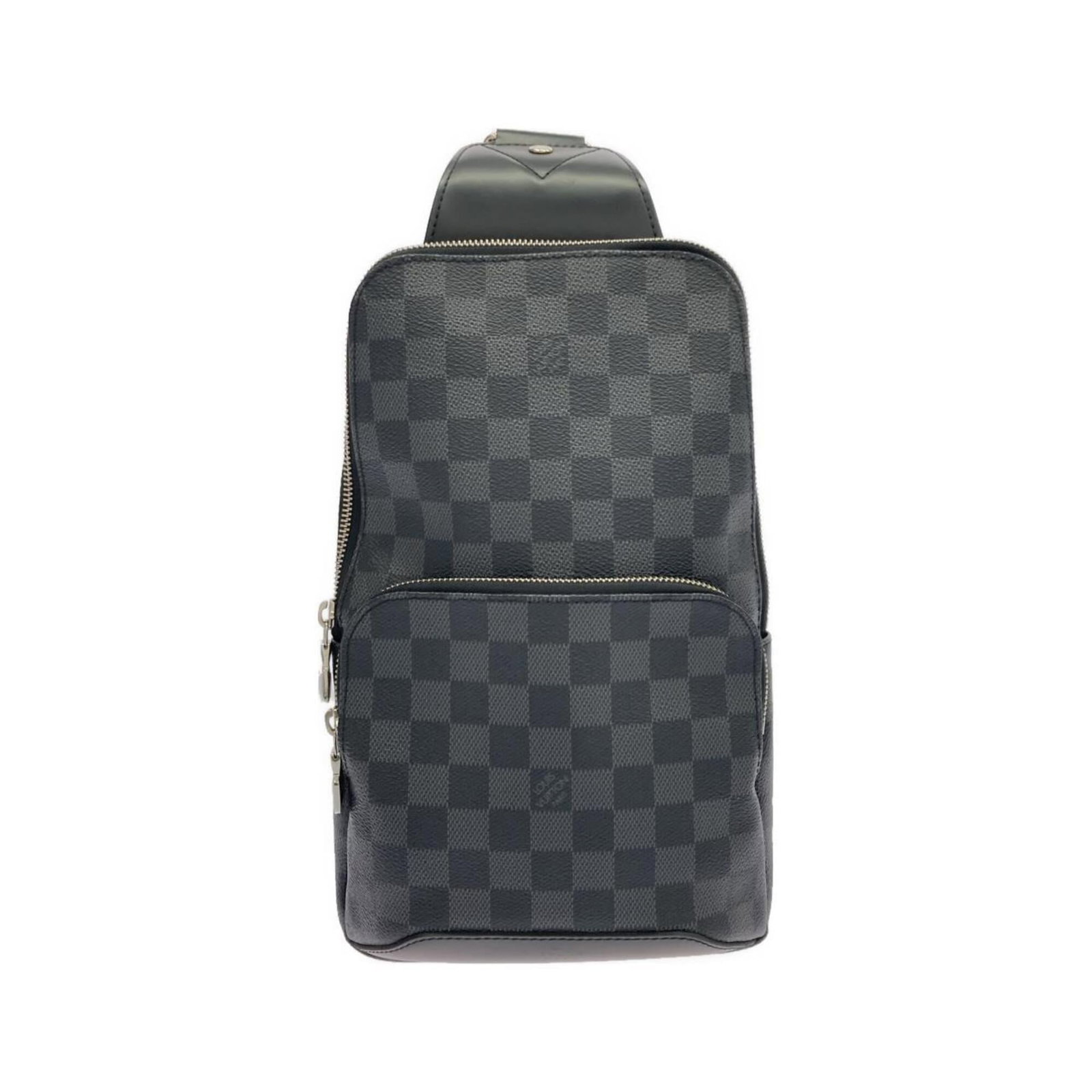 Shoulder bag coated canvas by Louis Vuitton: Shoulder bag coated canvas by Louis Vuitton Coated canvas by Louis Vuitton, featuring graphite color and silver hardware. This shoulder bag measures 30cm x 18cm x 5cm and has a sleek design that
