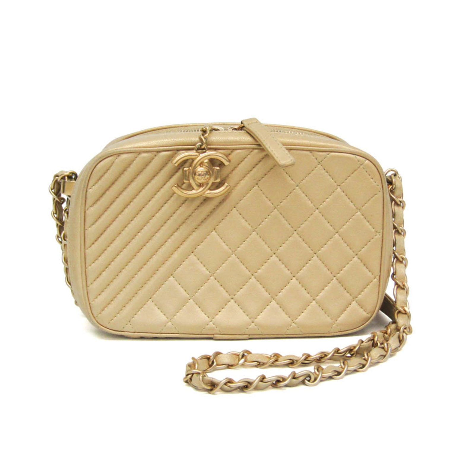 Shoulder Bag Leather Chanel: Shoulder Bag Leather Chanel The Cocoboy Camera Bag by Chanel features gold hardware and lambskin leather, with a sleek design and open pocket. The bag has a zipper closure and measures 12.5cm x 20cm
