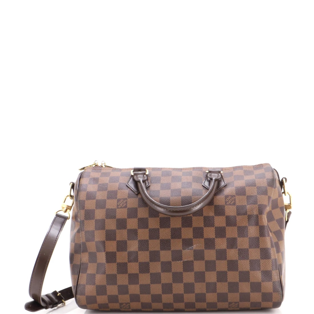 Damier Louis Vuitton Speedy Bandouliere Bag: Damier Louis Vuitton Speedy Bandouliere Bag The Damier Louis Vuitton Speedy Bandouliere Bag features a timeless design with a classic canvas-coated exterior in brown, adorned with the iconic Damier
