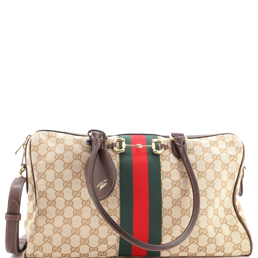 Boston Large Canvas GG Borsetto Gucci Bag: Boston Large Canvas GG Borsetto Gucci Bag The Boston Large Canvas GG Borsetto Gucci Bag boasts a timeless design with its classic bowler style and neutral interior, complemented by the iconic Gucci lo