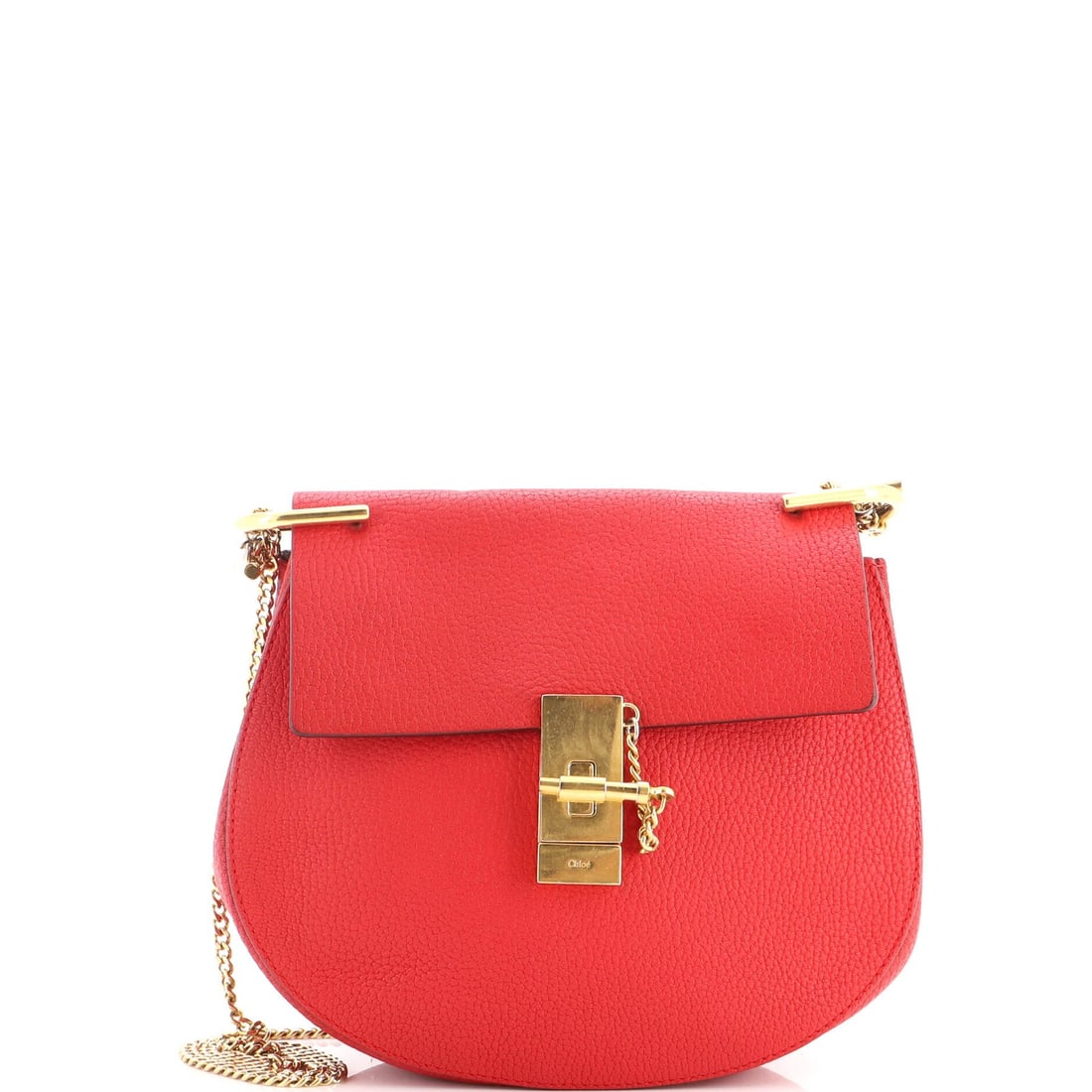 Small Leather Crossbody Chloe Drew Bag: Small Leather Crossbody Chloe Drew Bag Small Leather Crossbody Chloe Drew Bag in Red.This small leather crossbody bag features a classic design with a bold red exterior and neutral suede interior.