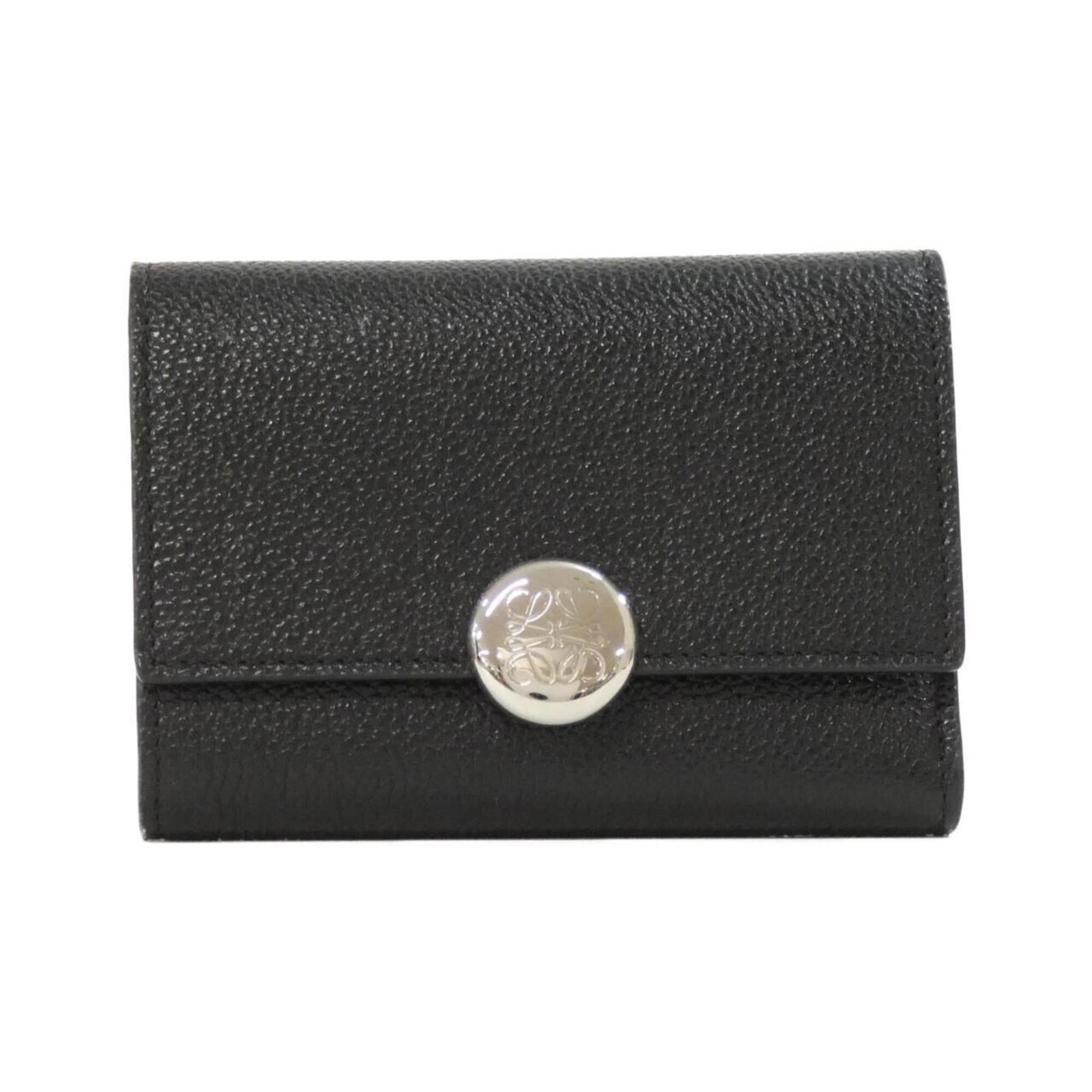 Wallet Bi Fold Leather Loewe: Wallet Bi Fold Leather Loewe Bi-fold leather wallet from renowned brand Loewe, crafted in sleek black leather with precise dimensions. The classic design and high-quality materials make this a timeles