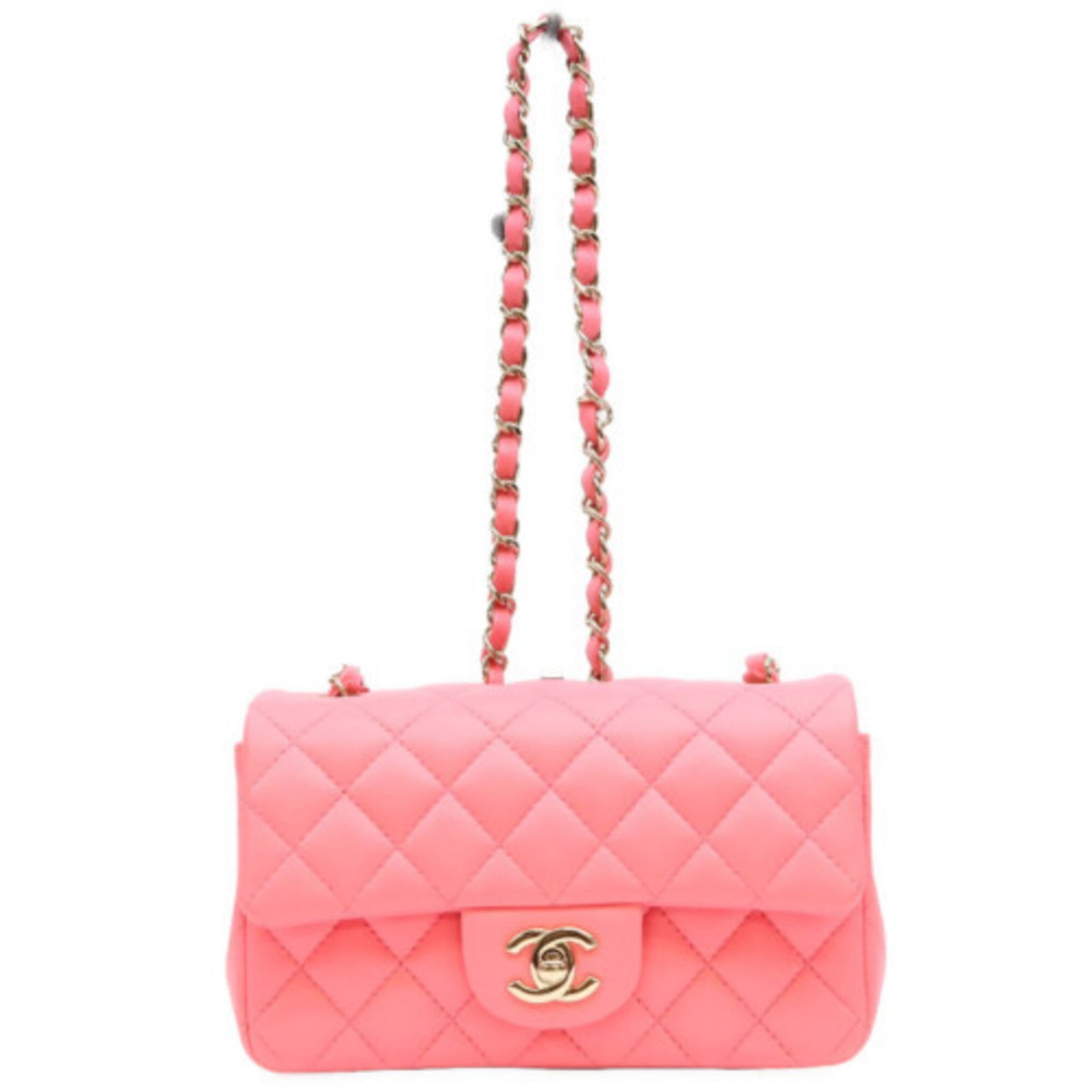Shoulder Bag Leather Chanel: Shoulder Bag Leather Chanel This pink lambskin shoulder bag from Chanel features gold hardware and is made from high-quality leather. With its classic design and elegant color, it's a timeless accesso