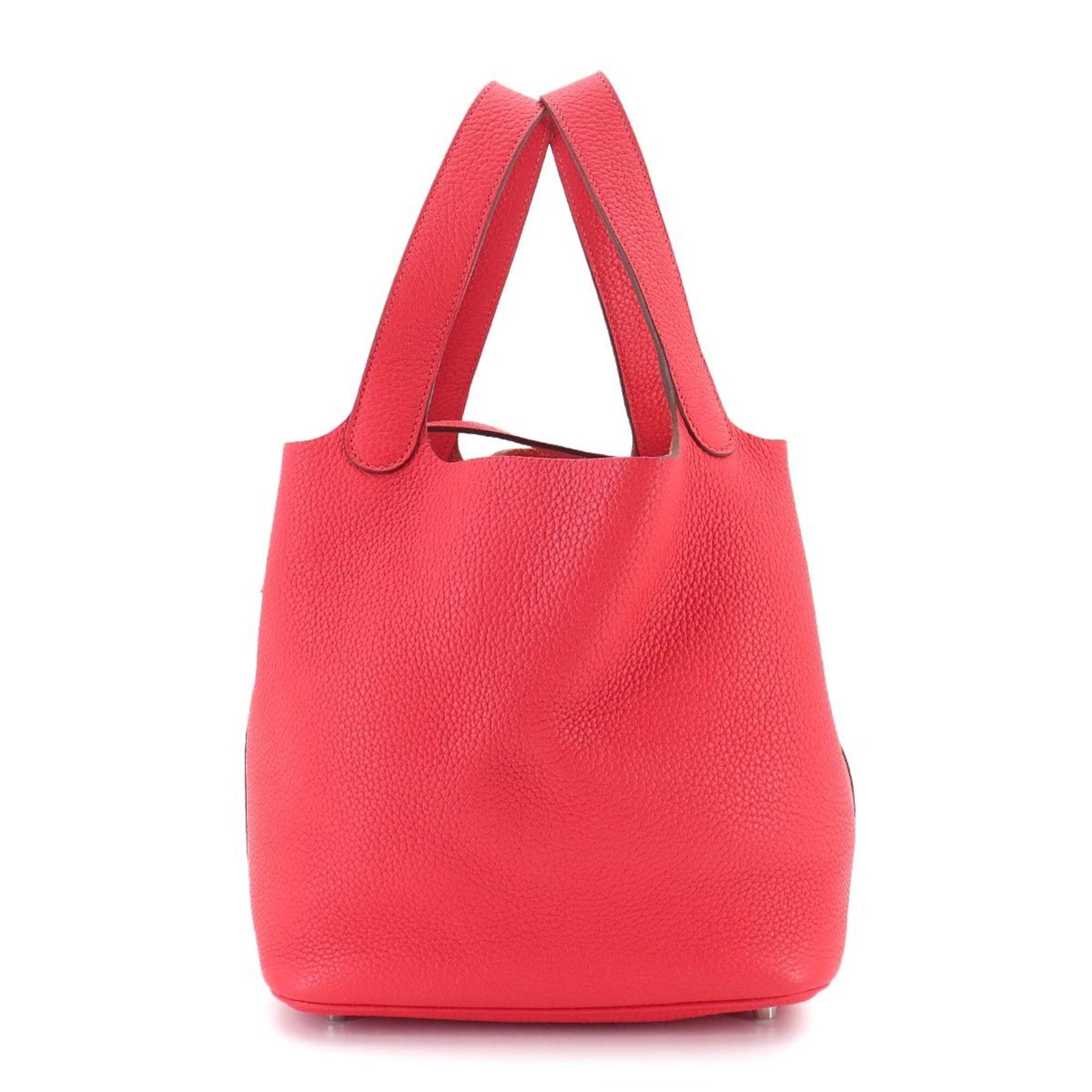 Hermes Handbag Taurillon Leather Clemence: Hermes Handbag Taurillon Leather Clemence Taurillon clemence leather gives the Herm?s Clemence handbag its distinctive look and feel. This red-colored, women's handbag measures 21.5cm x 22cm x 17.5cm