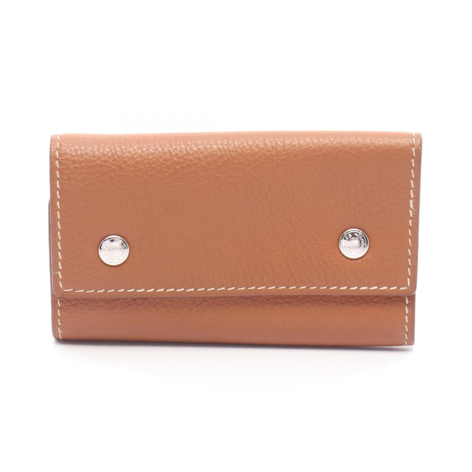 Clemence Leather Taurillon Hermes Keycase: Clemence Leather Taurillon Hermes Keycase Item Specifics: Brand: Hermes Type: Keycase Color: Brown Gender: Women Material: Taurillon clemence leather Size (HxWxD): 6.5cm x 10.5cm x 1.5cm / 2.55'' x 4.