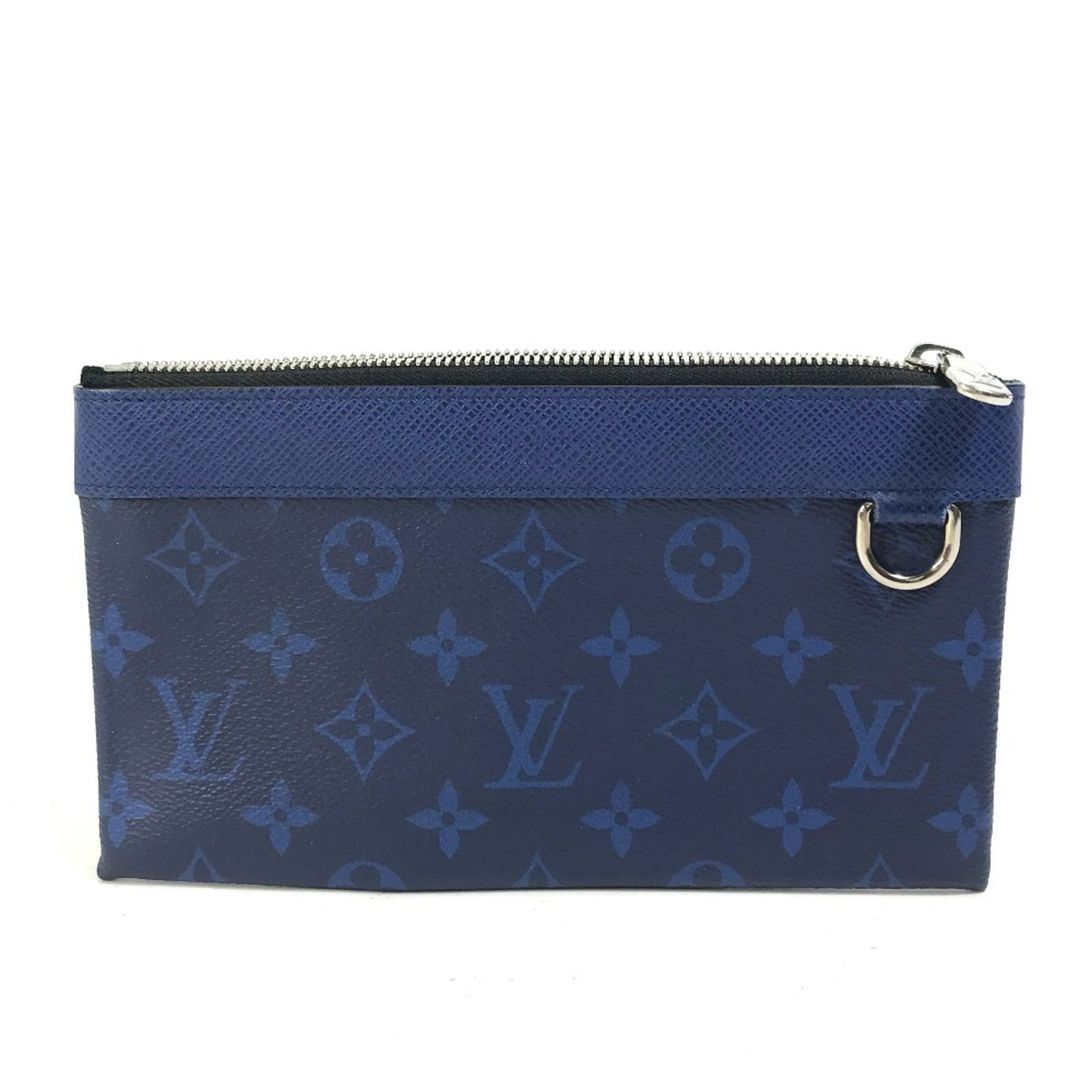 Louis Vuitton Clutch Bag Pochette Pouch Taigarama: Louis Vuitton Clutch Bag Pochette Pouch Taigarama Blue Louis Vuitton Taigarama Pochette Pouch Clutch Bag with Zipper Closure and Open Pocket. This stylish clutch features a distinctive blue color,