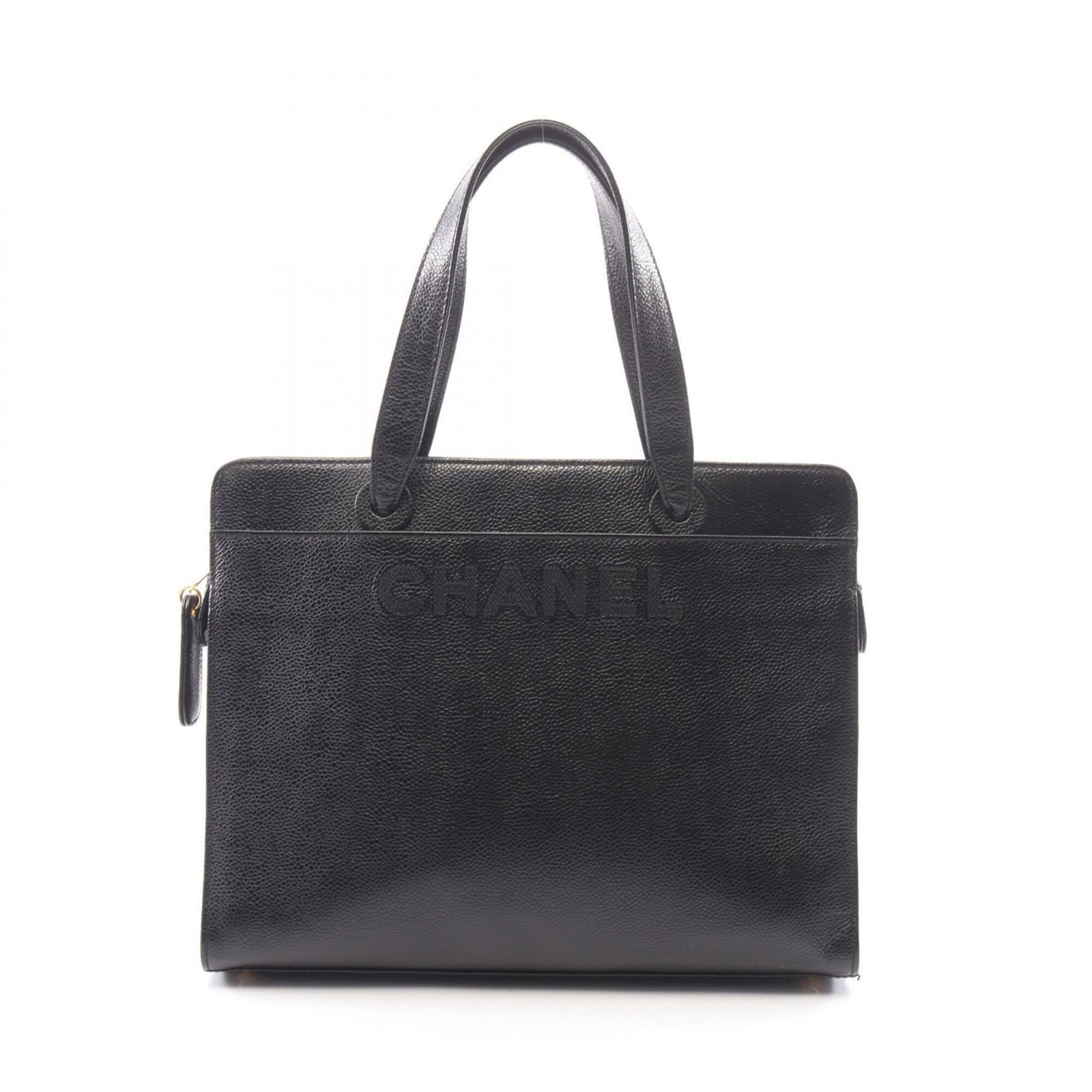 Chanel Handbag Tote Bag Grained Calfskin: Chanel Handbag Tote Bag Grained Calfskin Black Grained Calfskin Chanel Handbag Tote Bag, measuring 24cm x 30cm x 10cm. This classic tote bag features a timeless design and premium material,