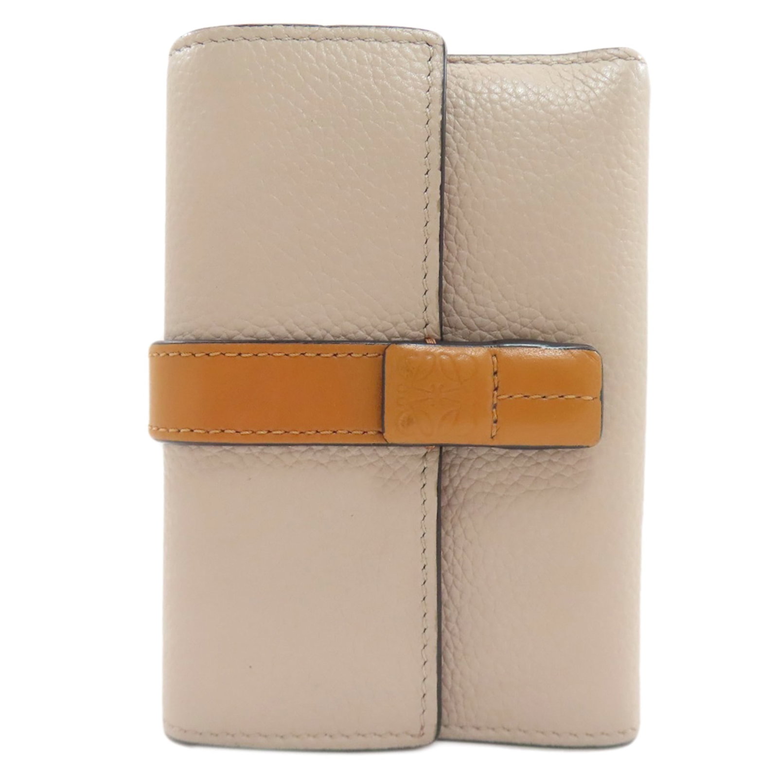 Wallet Bi Fold Leather Loewe: Wallet Bi Fold Leather Loewe Leather wallet from Loewe, featuring a bi-fold design with beige calfskin material. This compact wallet measures 11.5cm x 8cm x 2.5cm and has a sleek, minimalist aesthetic