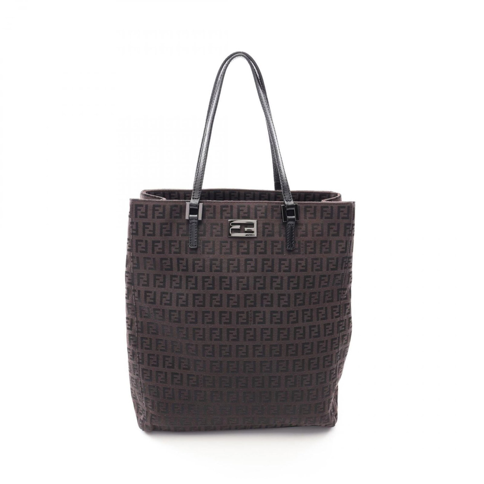 Canvas leather bag tote by Fendi: Canvas leather bag tote by Fendi Canvas leather bag tote by Fendi, featuring a sturdy canvas base and luxurious leather accents in rich brown. The classic design measures 33cm x 27cm x 8.5cm, making i