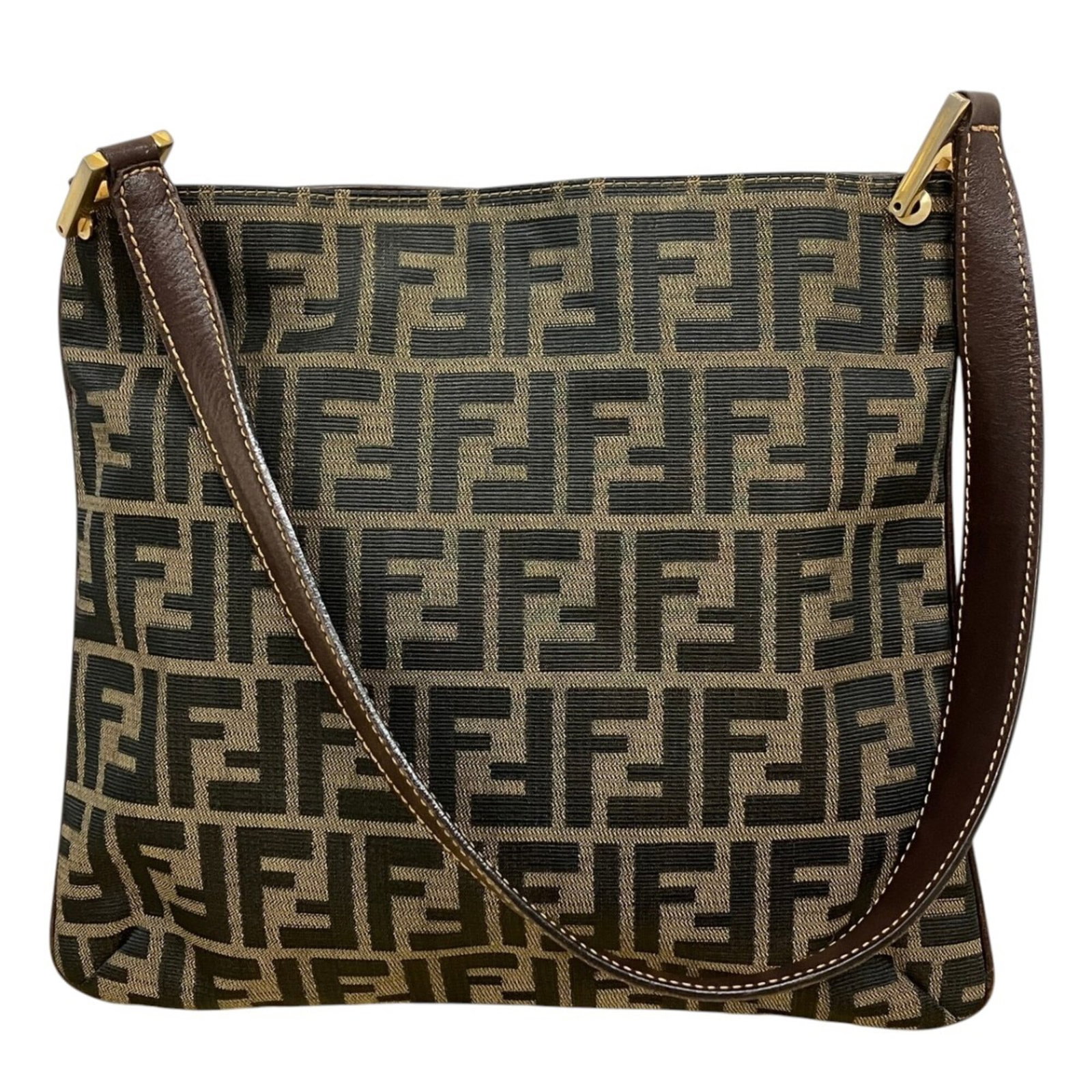 Canvas Leather Fendi Bag Shoulder: Canvas Leather Fendi Bag Shoulder Canvas Leather Fendi Bag Shoulder - A stylish shoulder bag with a unique blend of canvas and leather materials, featuring a brown color and magnet closure. The bag