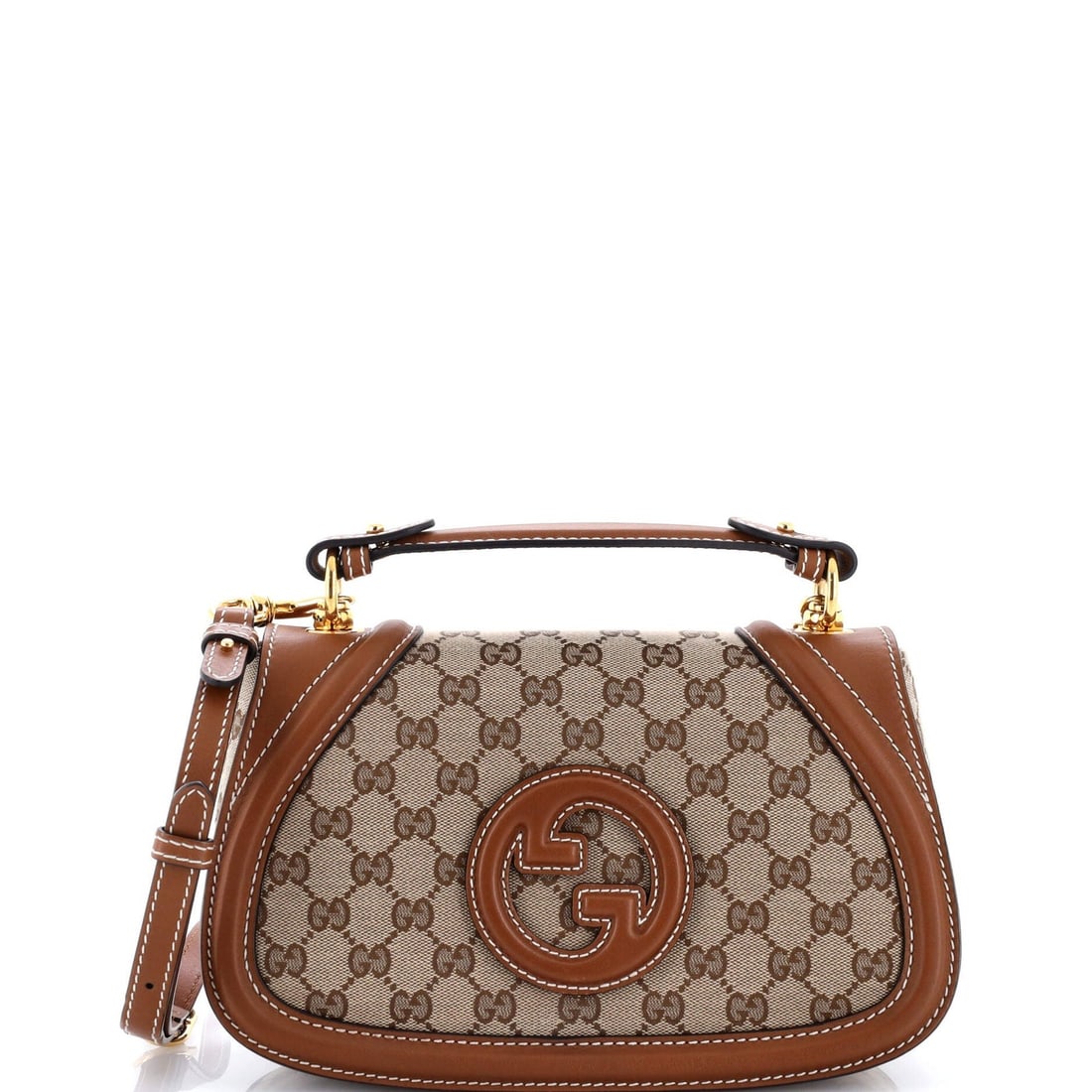 Gucci Blondie Top NM Bag Canvas GG Coated Leather With Medium: Gucci Blondie Top NM Bag Canvas GG Coated Leather With Medium Canvas Coated Leather Gucci Blondie Top Bag in Brown with Neutral Interior and Gold Hardware. This Medium-sized shoulder bag features a un