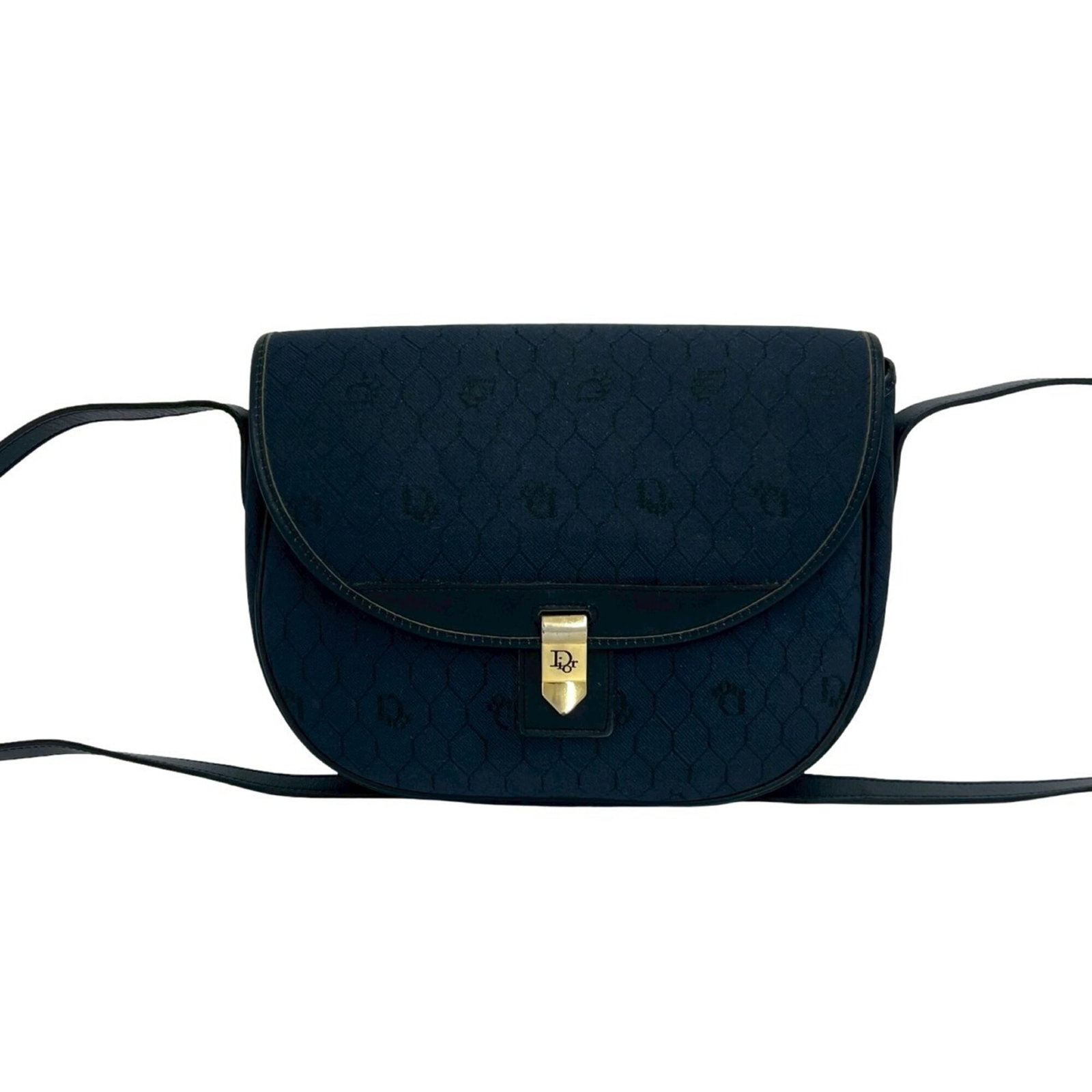 Christian Dior Pochette Leather Canvas Bag: Christian Dior Pochette Leather Canvas Bag Navy Christian Dior Pochette Leather Canvas Bag, measuring 19cm x 22cm x 6cm, features a unique combination of leather and canvas materials. This stylish