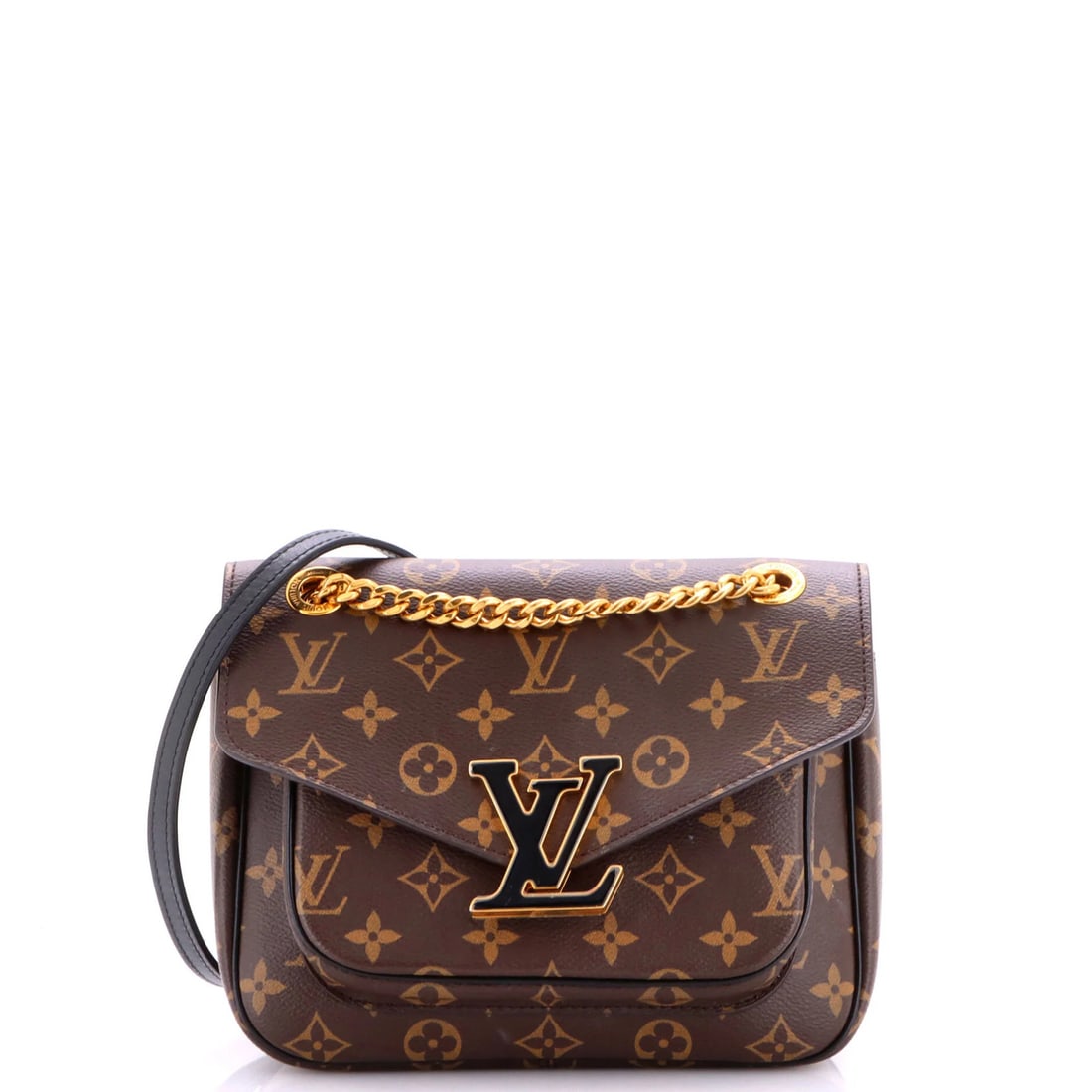 Monogram Canvas Louis Vuitton Passy Handbag: Monogram Canvas Louis Vuitton Passy Handbag Brown Monogram Canvas Louis Vuitton Passy Cross Body Bag with Gold Hardware, featuring a signature and canvas coated exterior. The bag has scuffs, minor