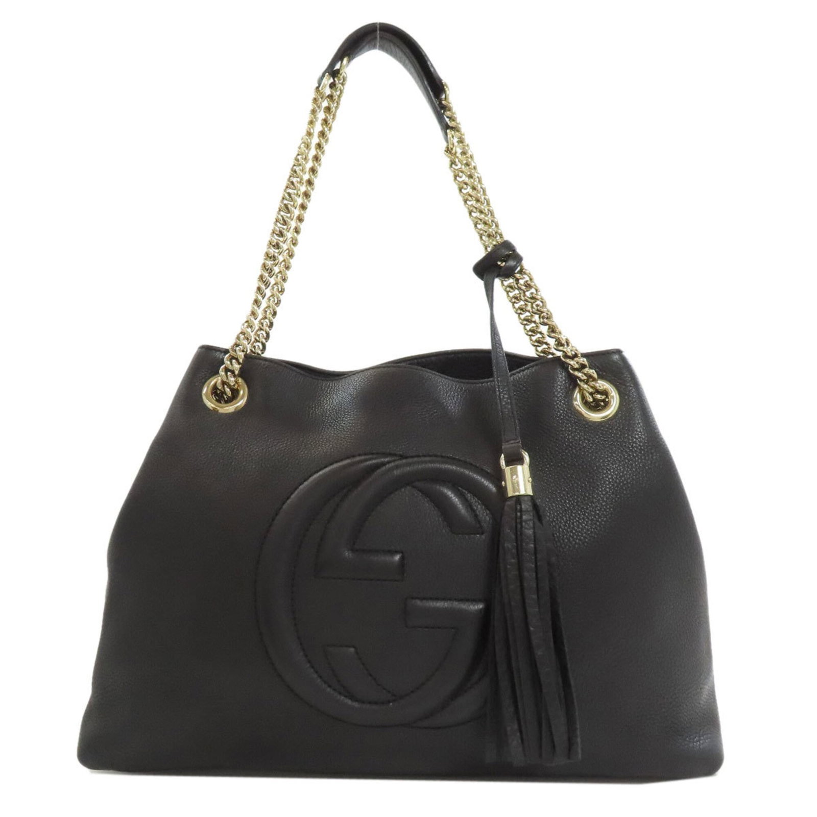 Gucci Tote Leather Bag: Gucci Tote Leather Bag Gucci's iconic tote bag boasts sleek black leather construction, measuring 26cm x 37cm x 14cm. The signature Gucci MPN and attention to detail make this a notable piece from the